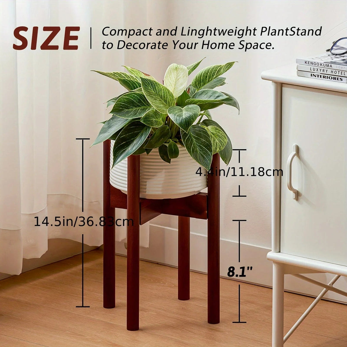Adjustable Bamboo Plant Stand — 8–12 Inches