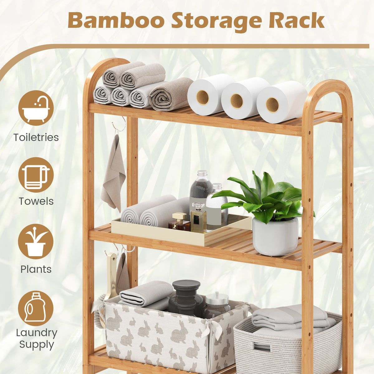 3-Tier Bamboo Bathroom Floor Organizer