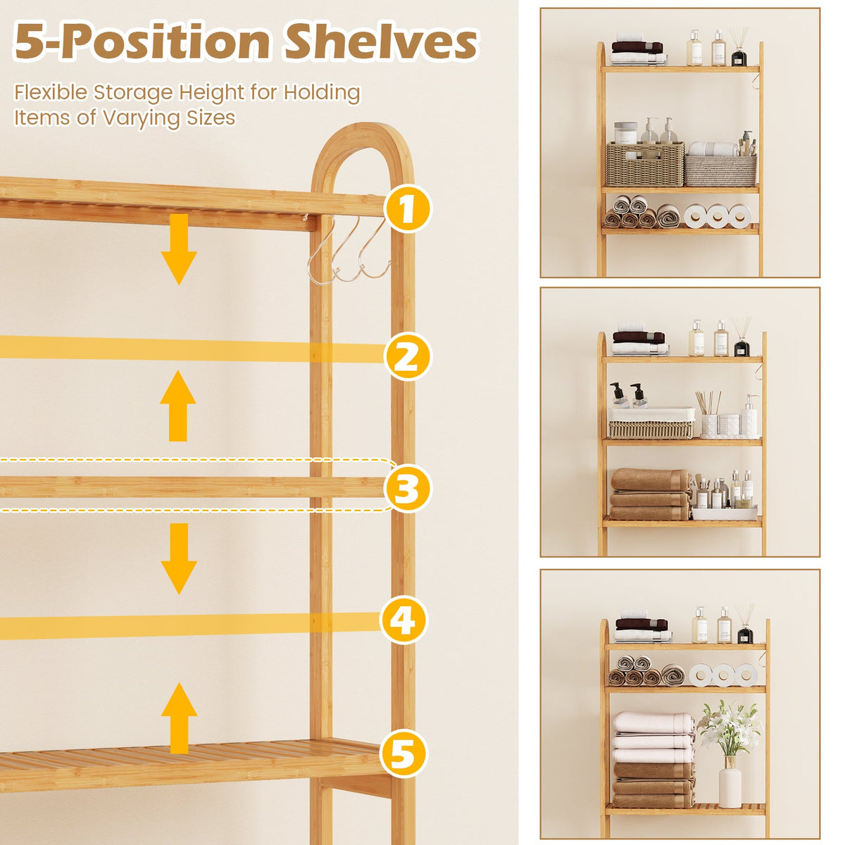 3-Tier Bamboo Bathroom Floor Organizer