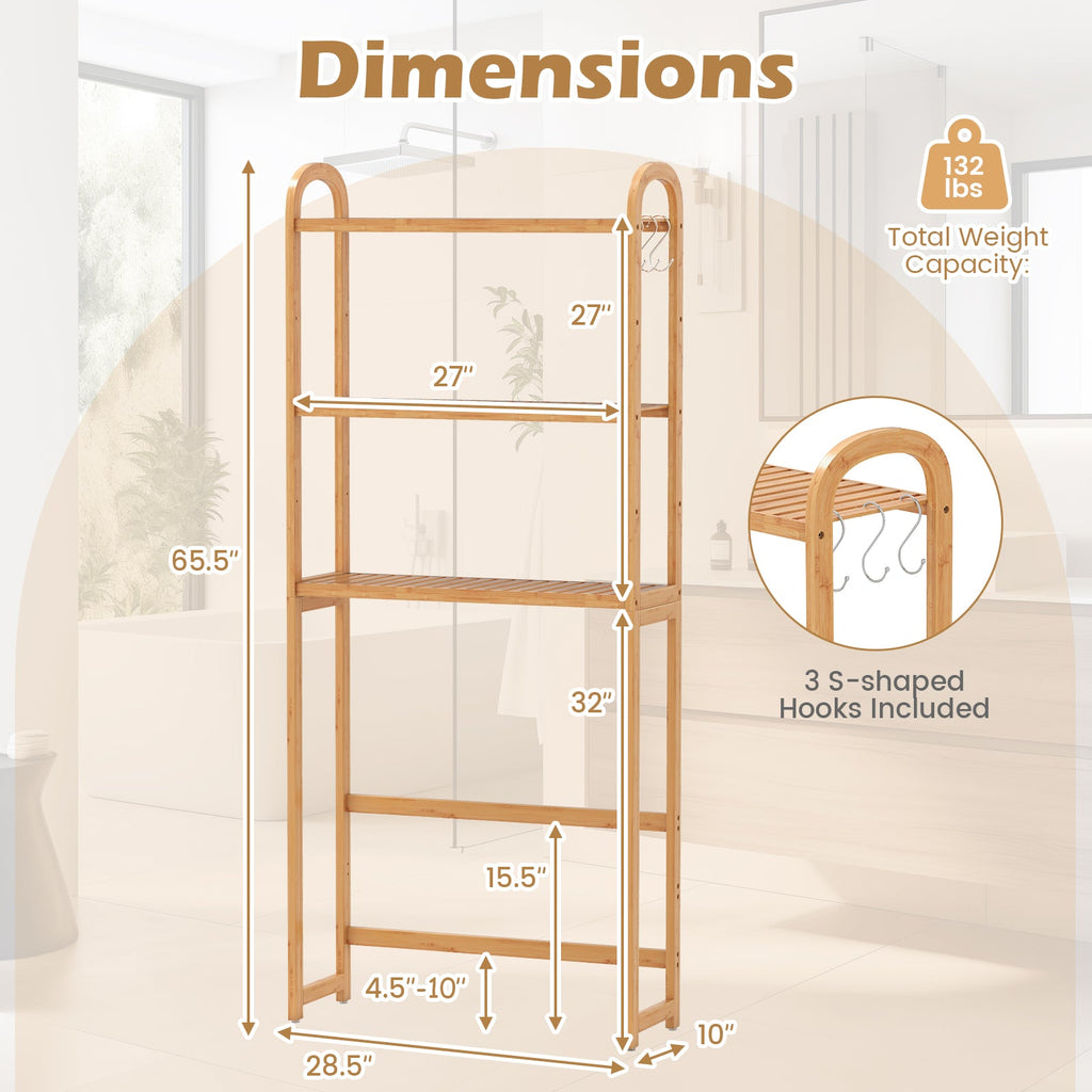 3-Tier Bamboo Bathroom Floor Organizer