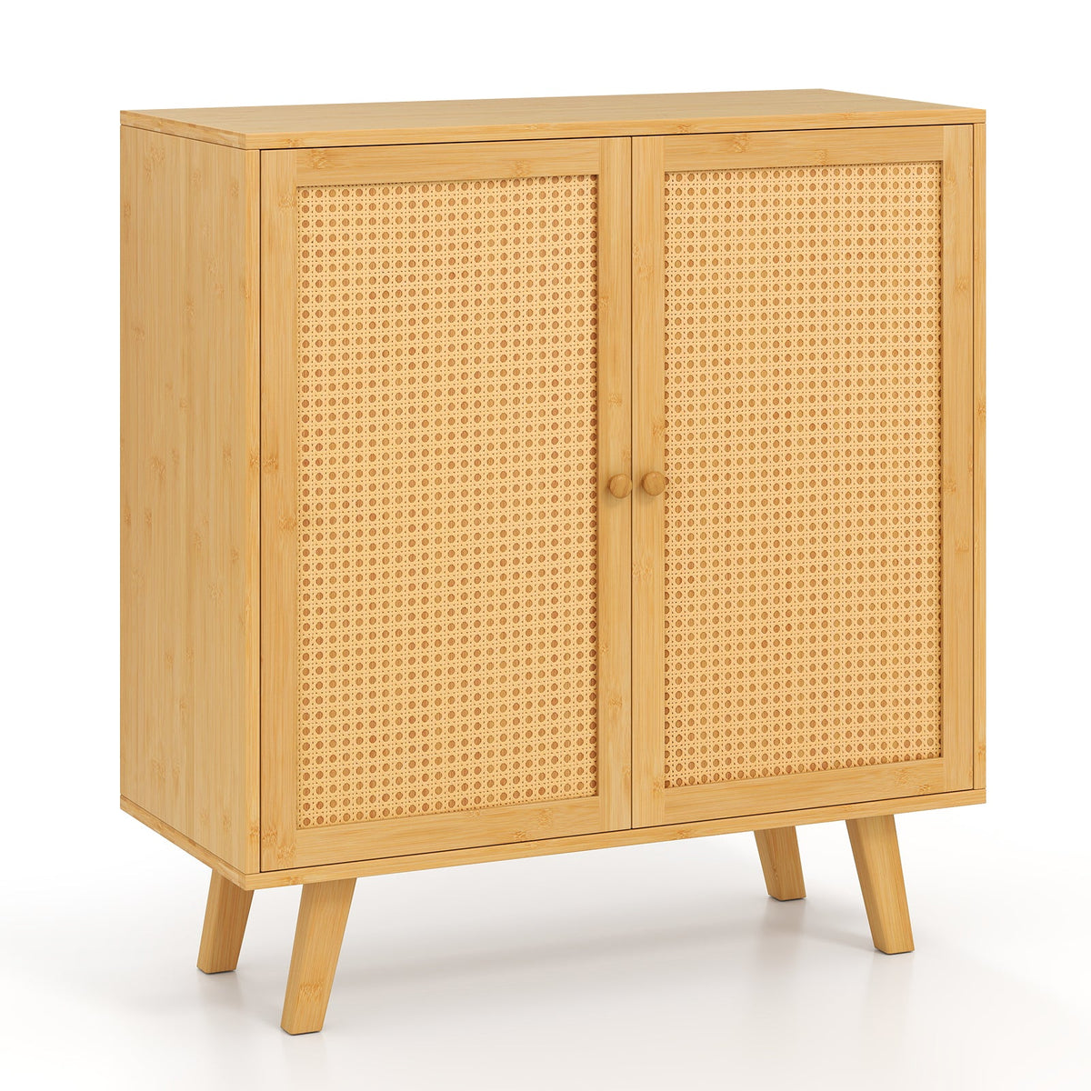 Bamboo Cabinet with Rattan Doors