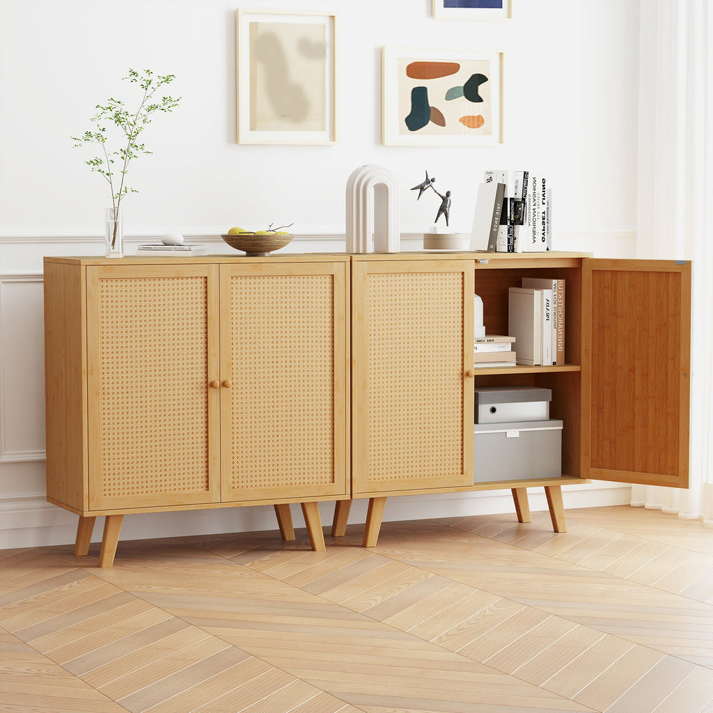 Bamboo Cabinet with Rattan Doors
