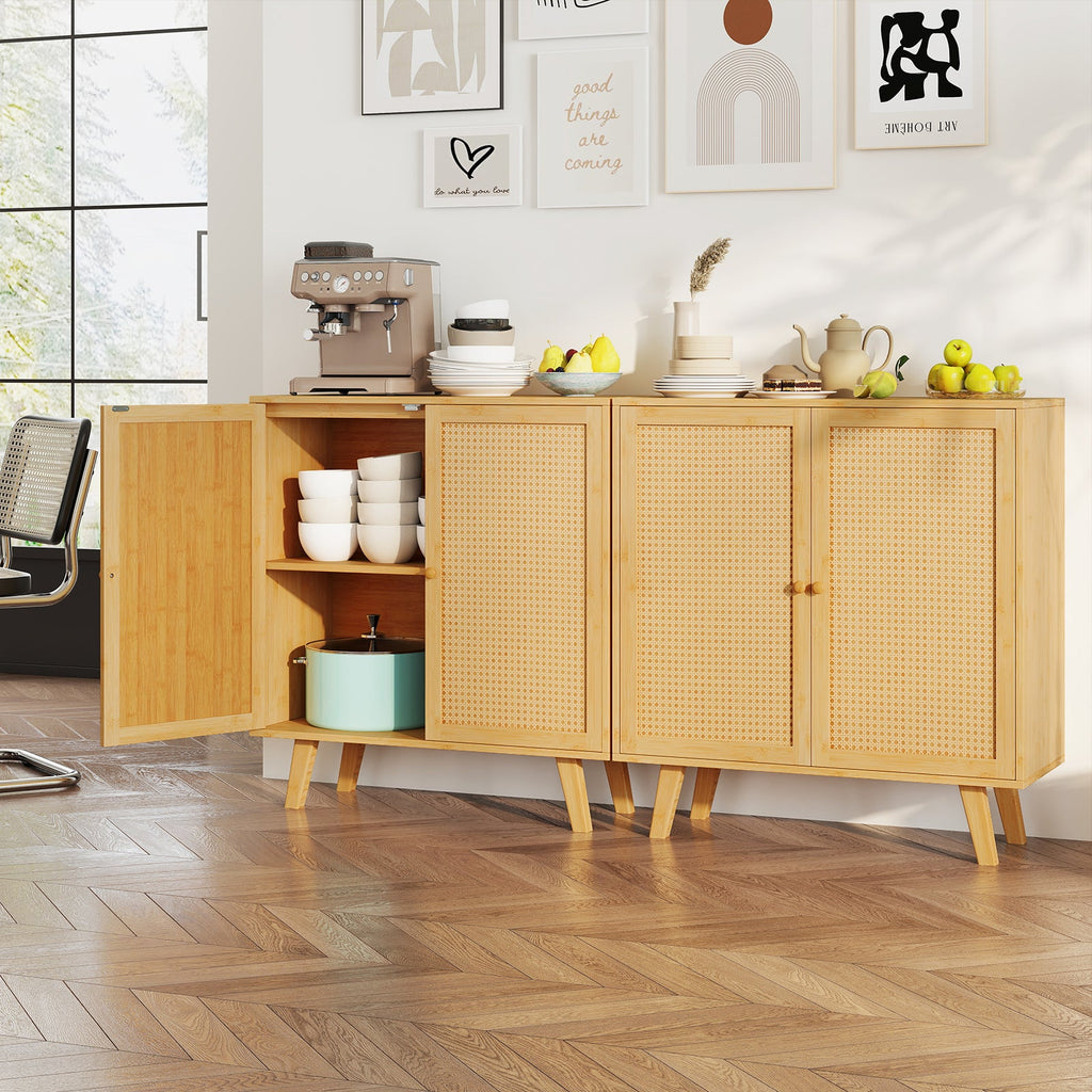 Bamboo Cabinet with Rattan Doors