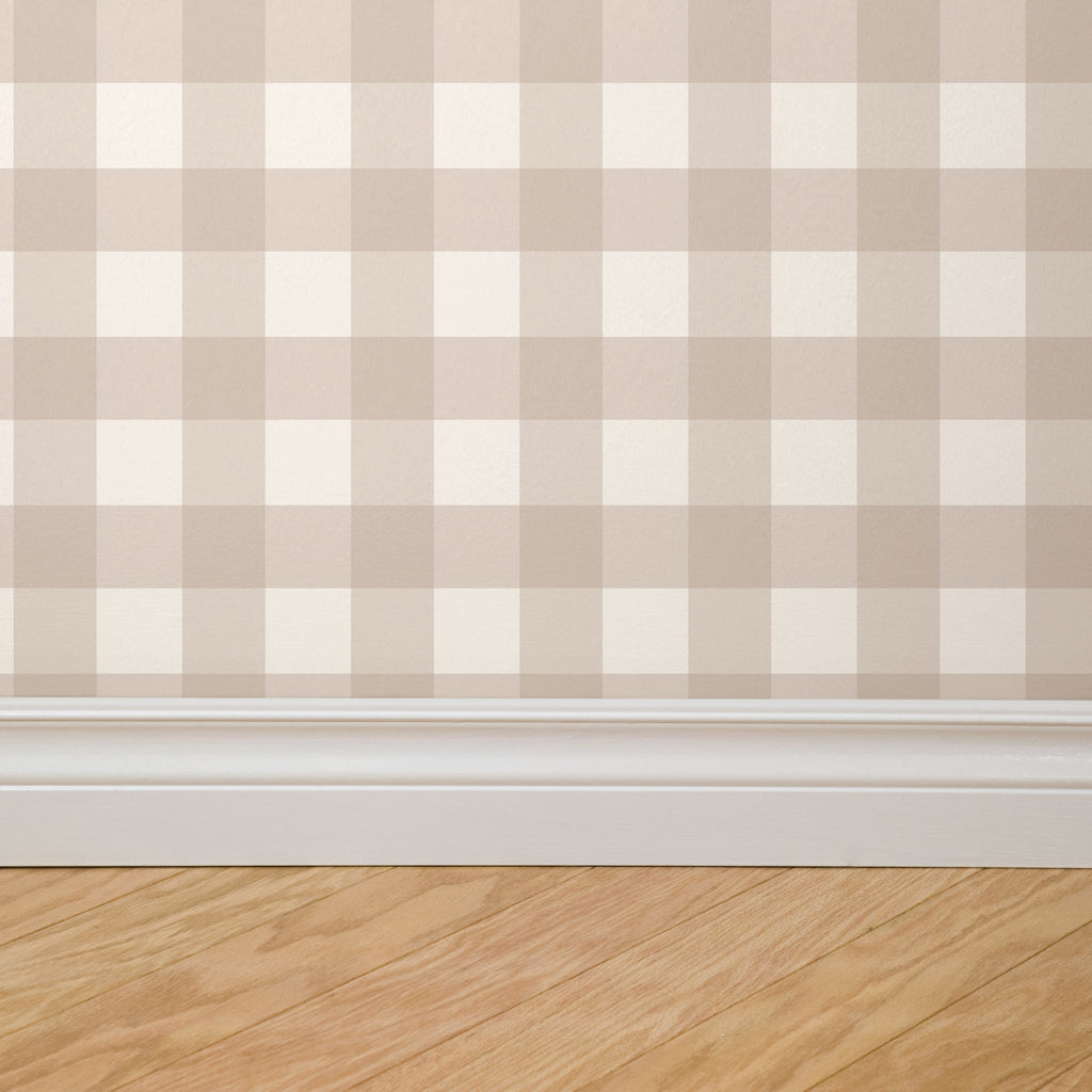 Willowside Gingham (Tan) Removable Wallpaper
