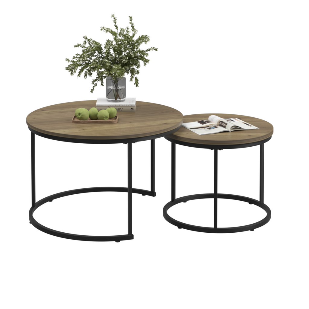 Nested Coffee Tables Round Set of 2