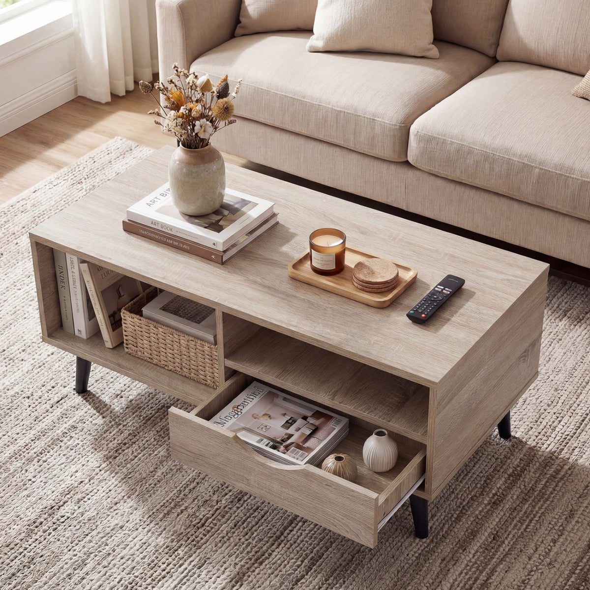 Rectangular Coffee Table with Storage