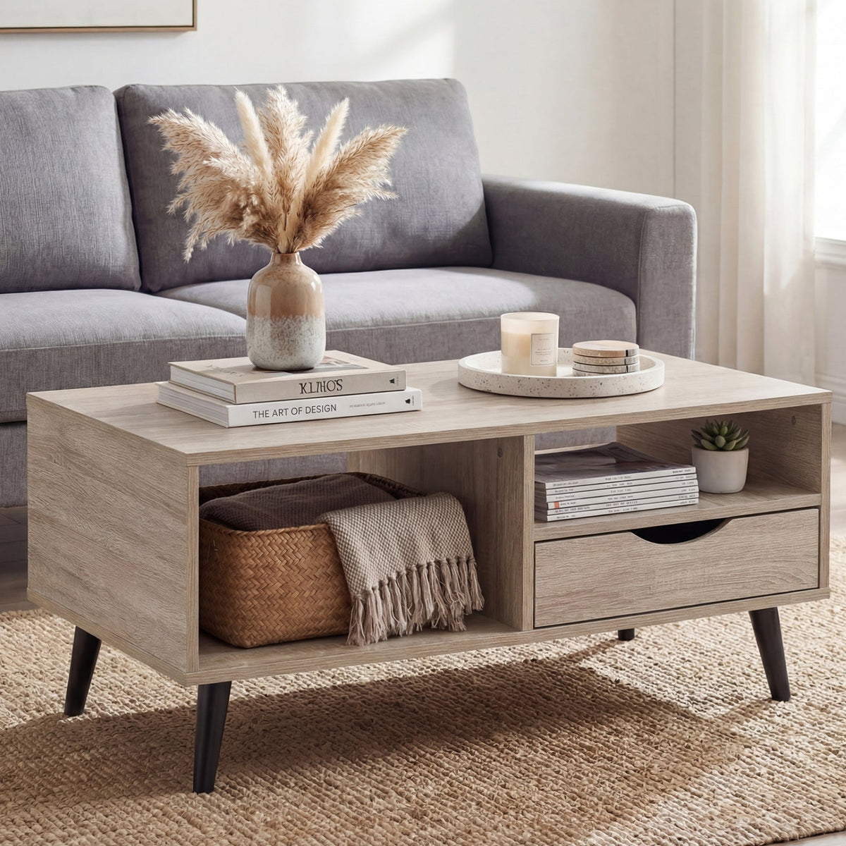 Rectangular Coffee Table with Storage