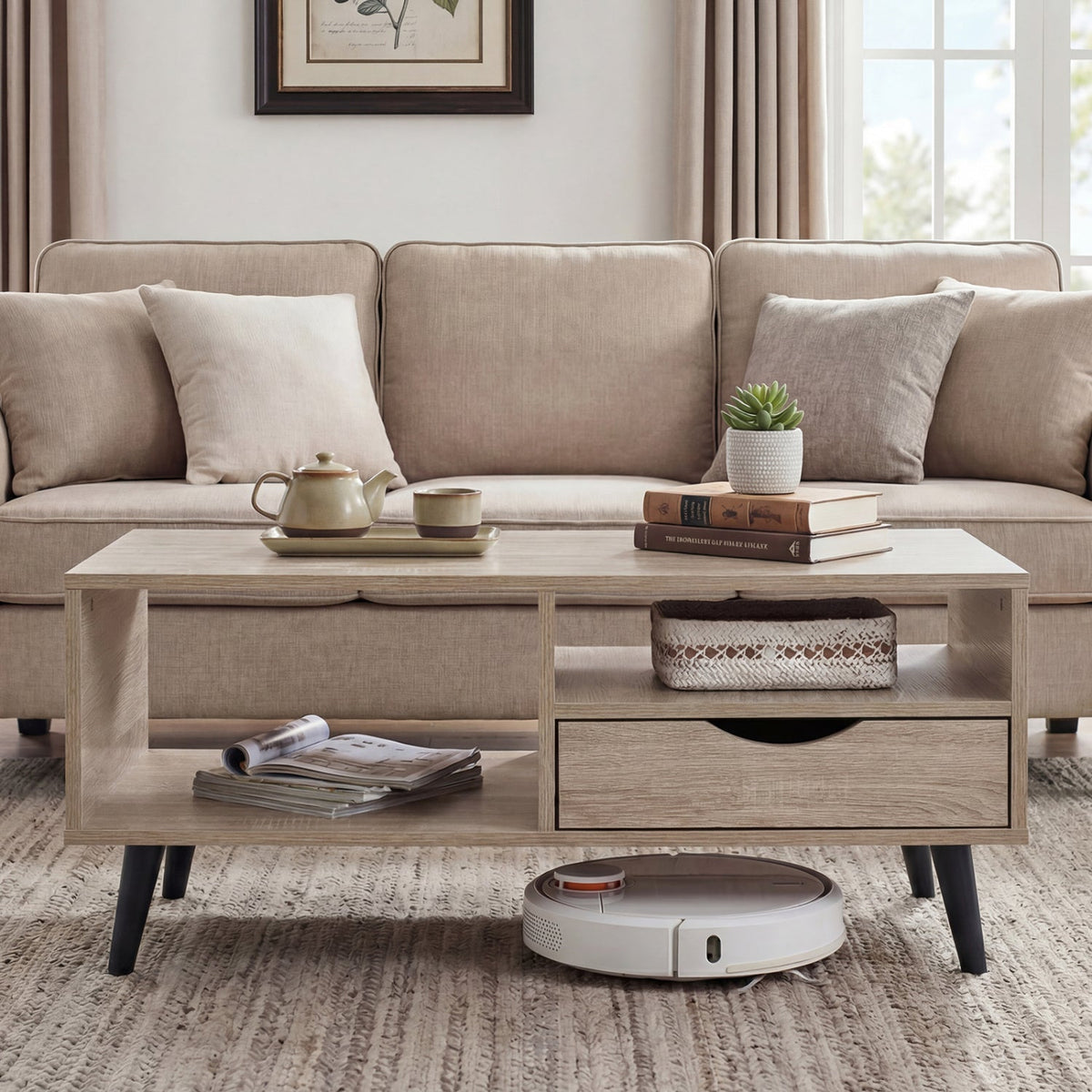 Rectangular Coffee Table with Storage