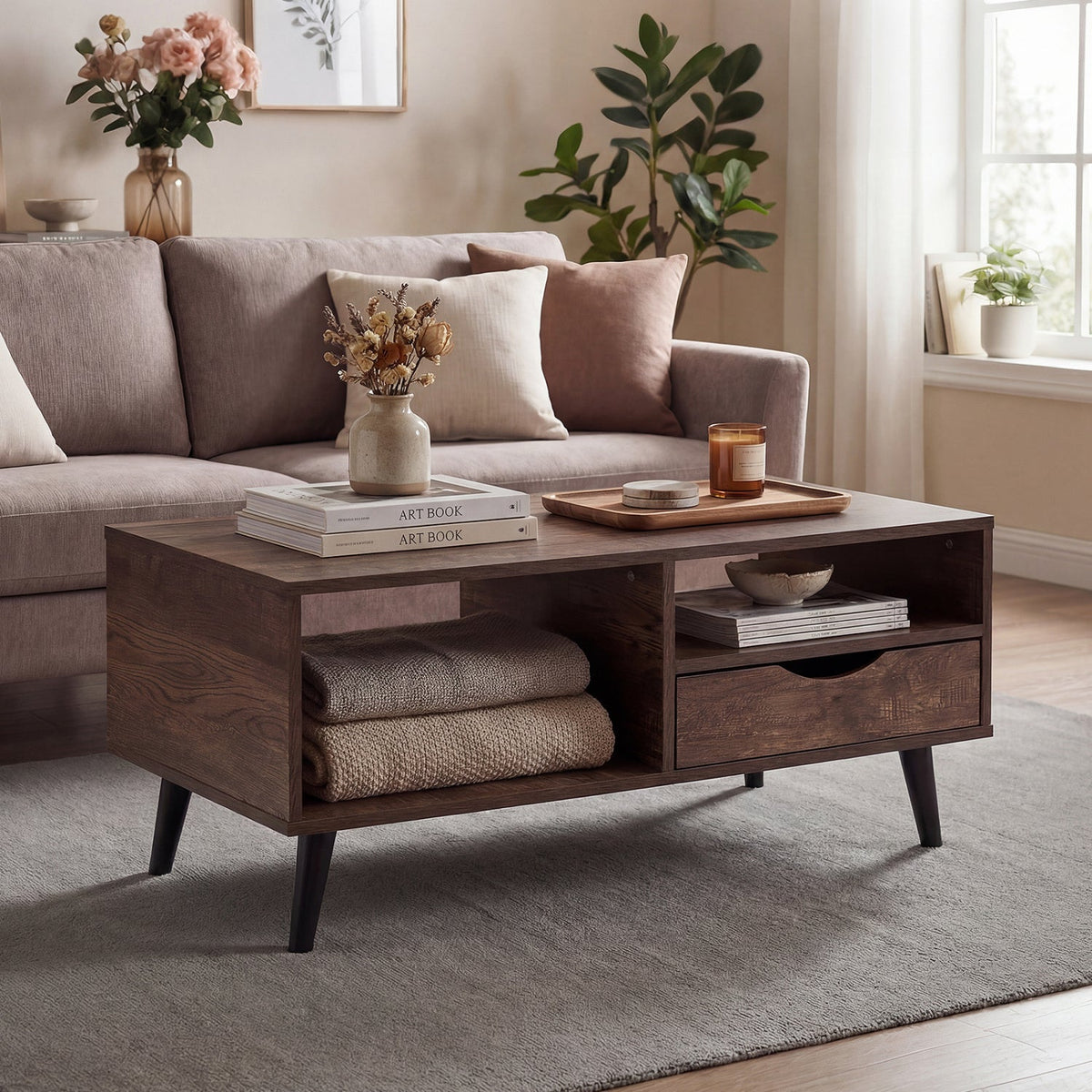 Rectangular Coffee Table with Storage
