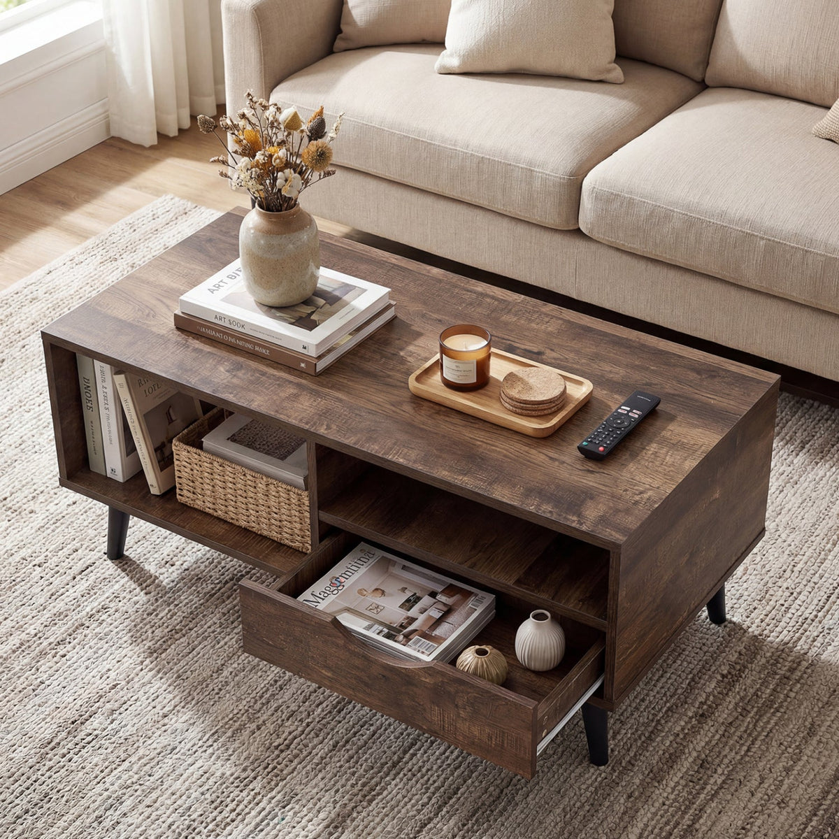Rectangular Coffee Table with Storage