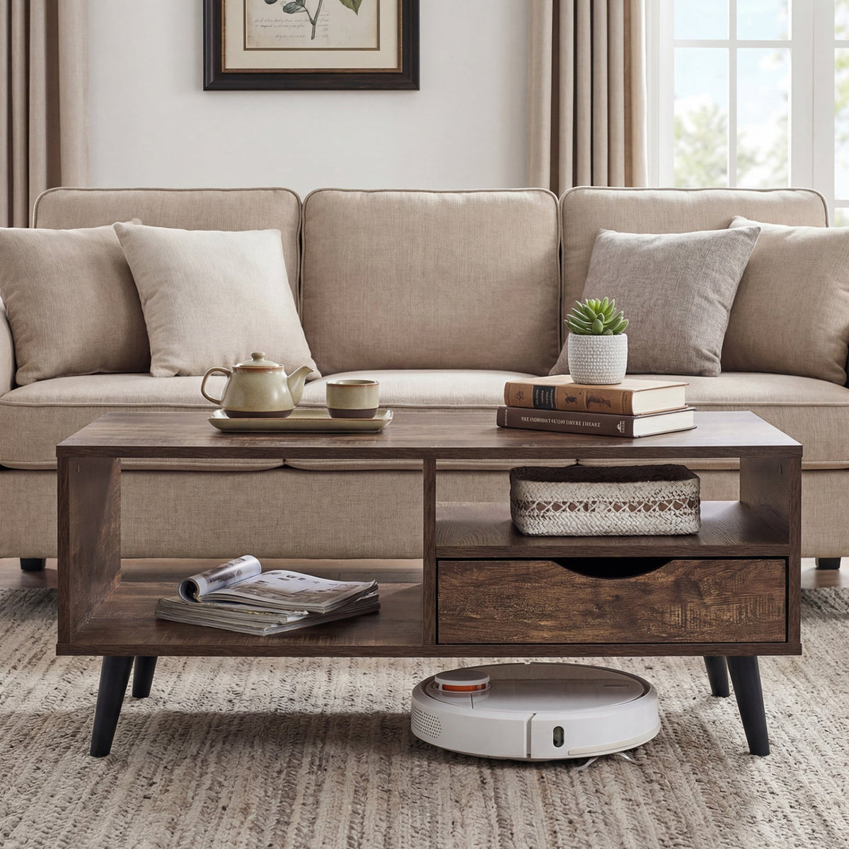 Rectangular Coffee Table with Storage