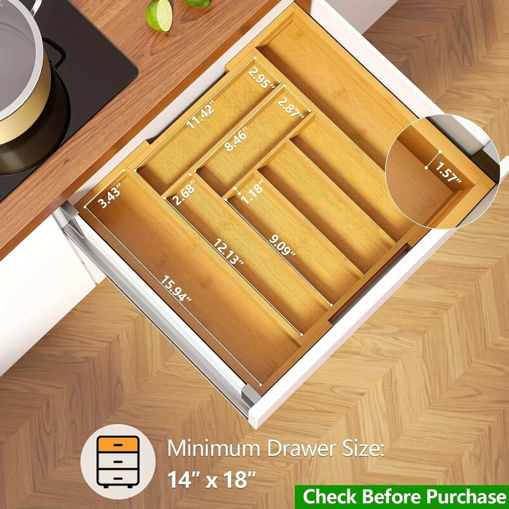 Adjustable Bamboo Drawer Organizer