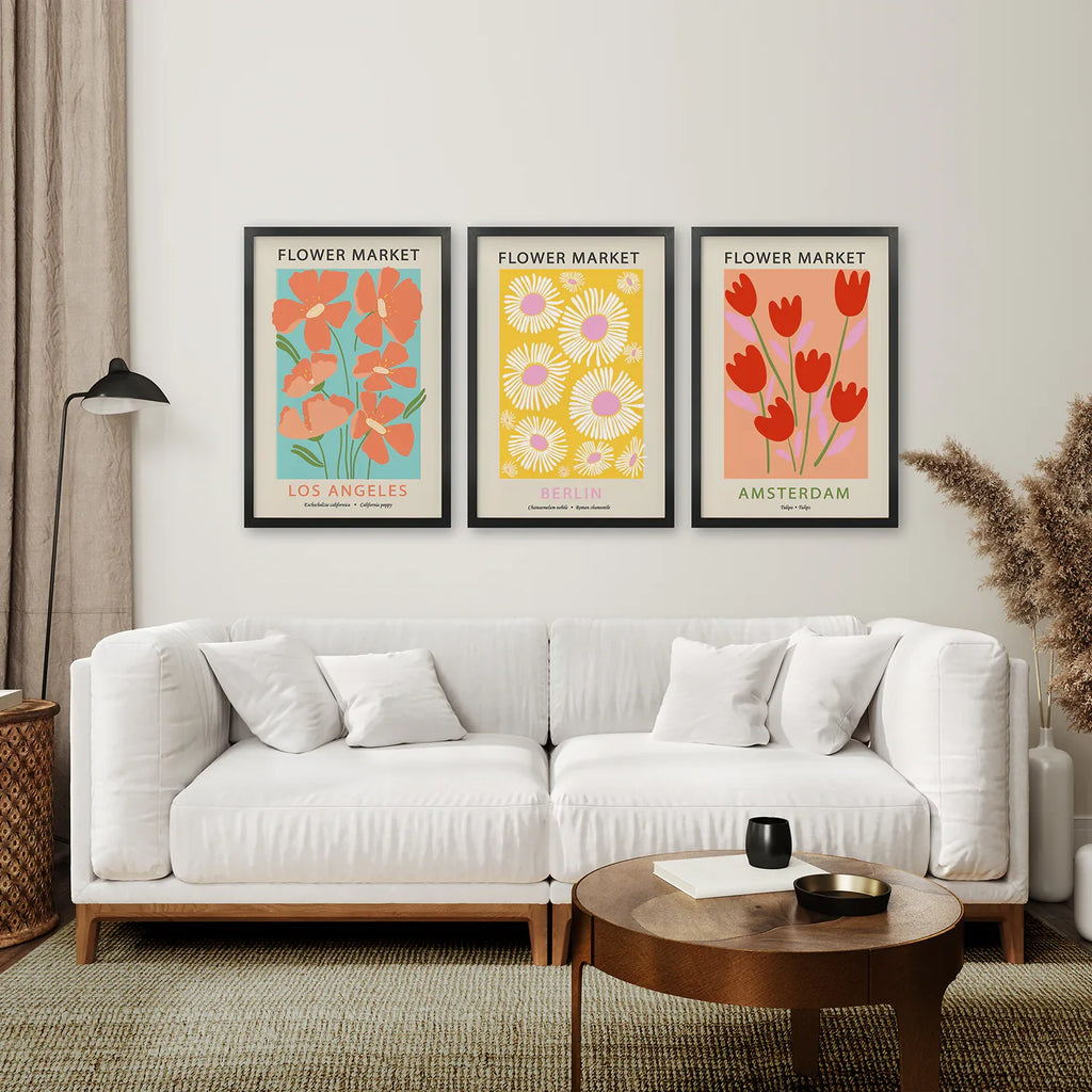 Botanical Boho Flower Market Wall Prints — Set of 3