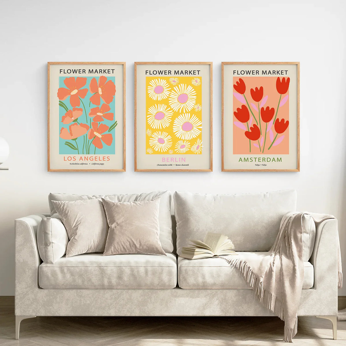 Botanical Boho Flower Market Wall Prints — Set of 3