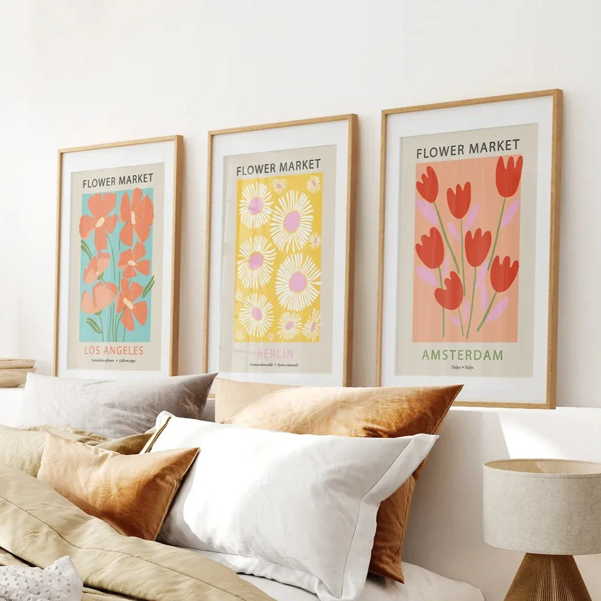 Botanical Boho Flower Market Wall Prints — Set of 3
