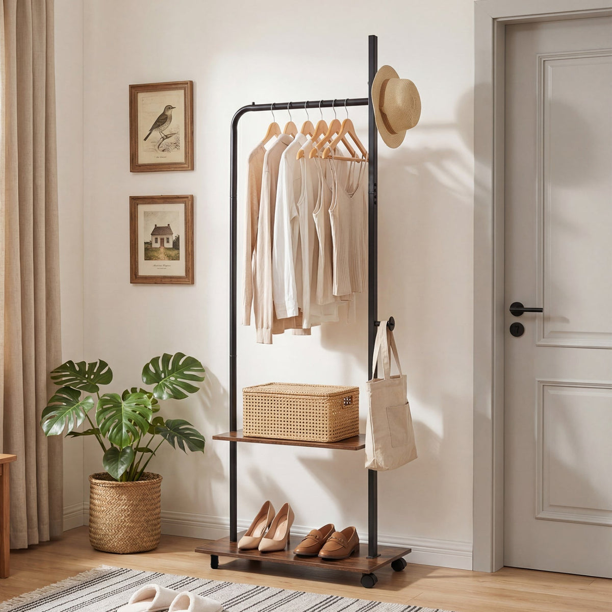 Freestanding Clothing Rack with Wheels