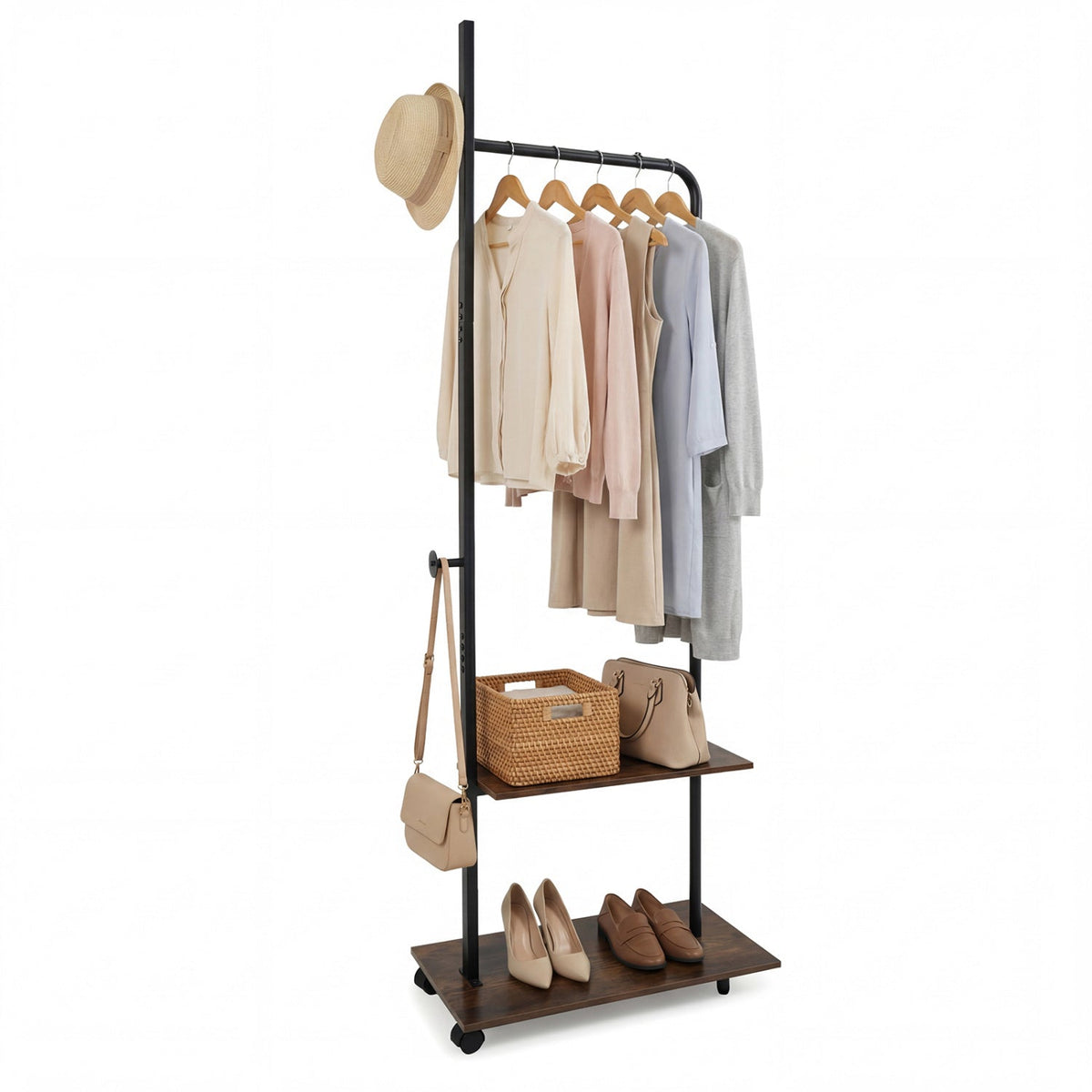 Freestanding Clothing Rack with Wheels