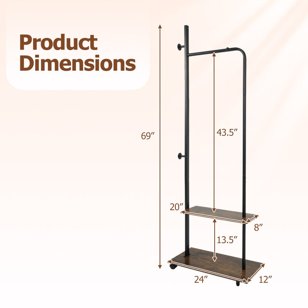 Freestanding Clothing Rack with Wheels