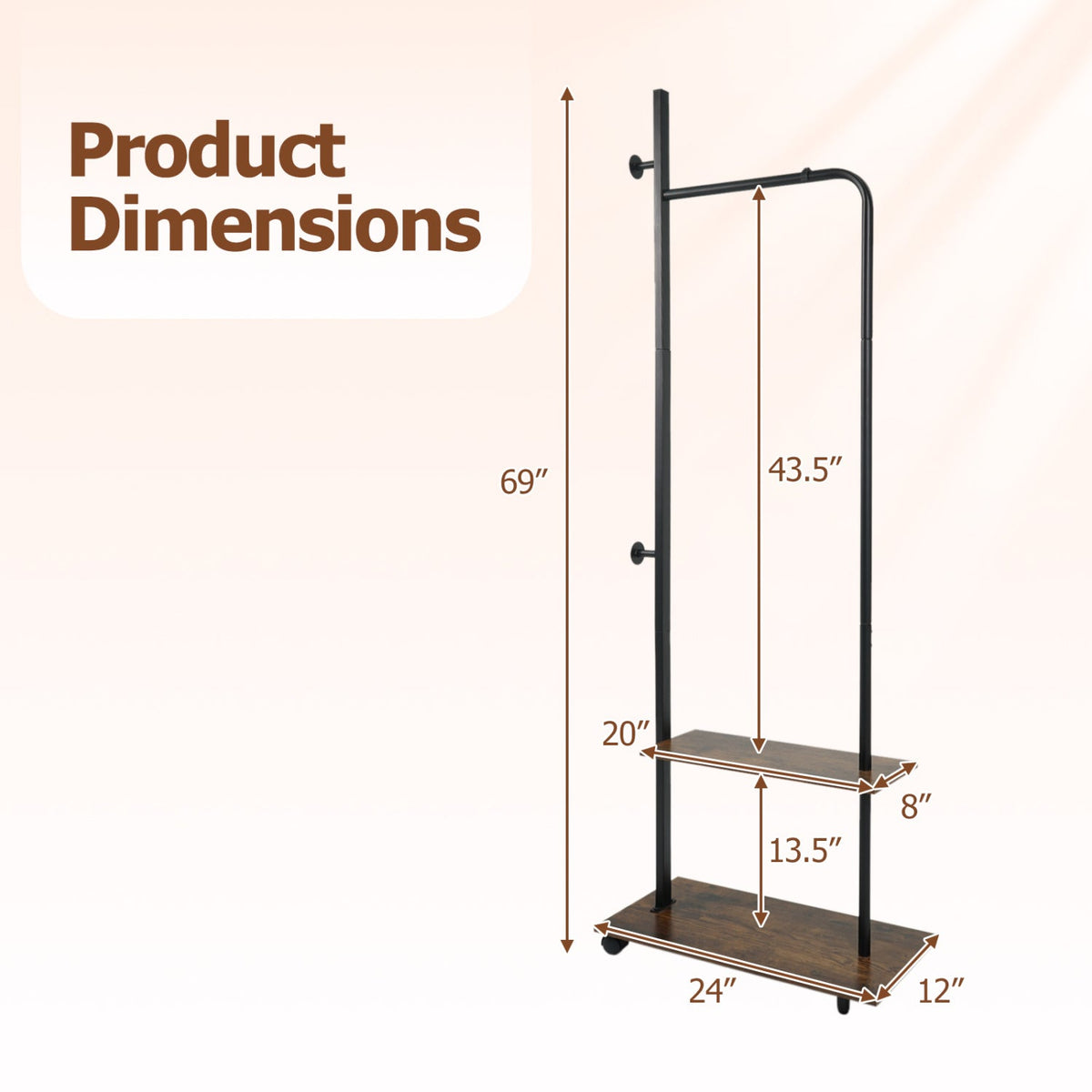 Freestanding Clothing Rack with Wheels