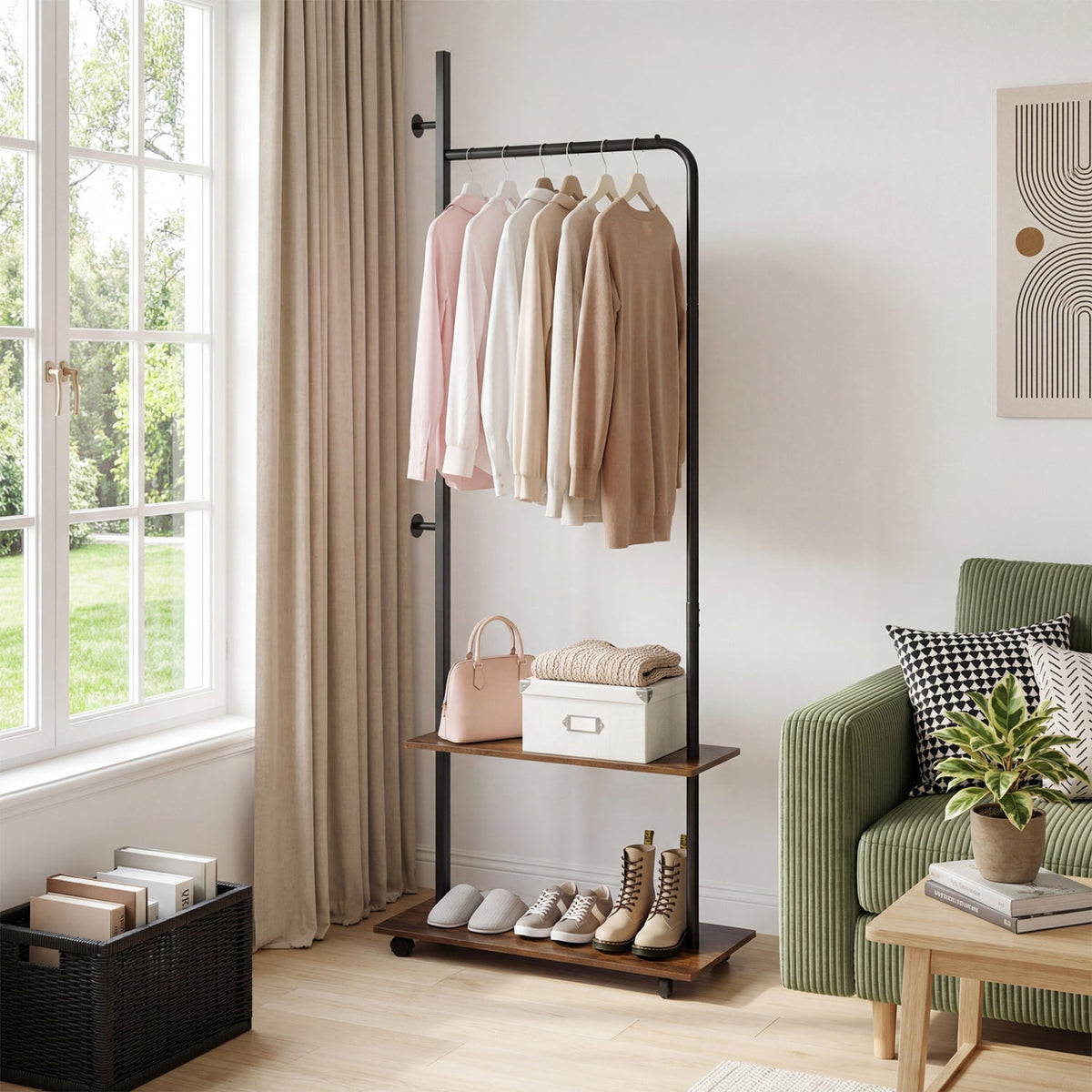 Freestanding Clothing Rack with Wheels