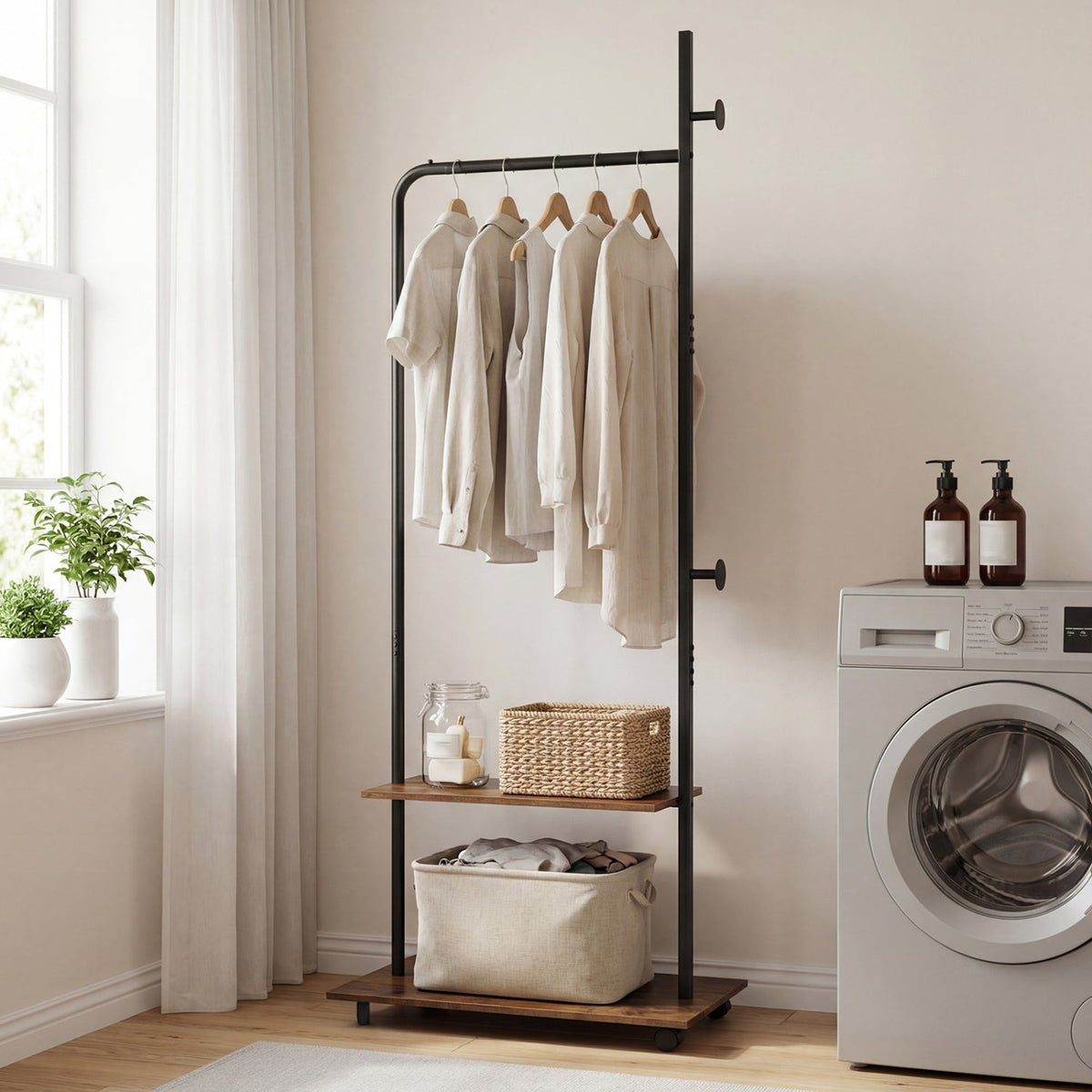 Freestanding Clothing Rack with Wheels