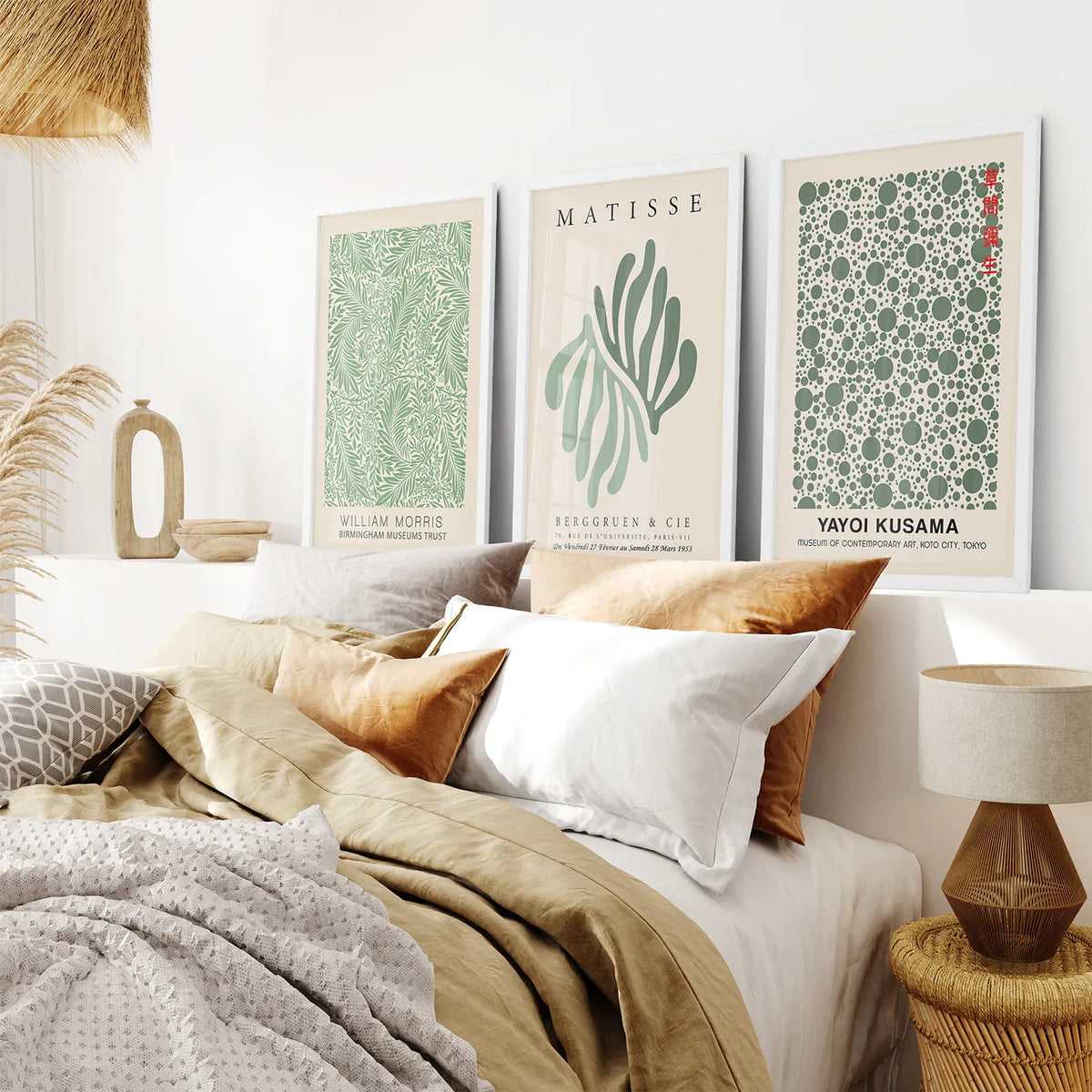 Sage Green Matisse Wall Prints — Set of 3