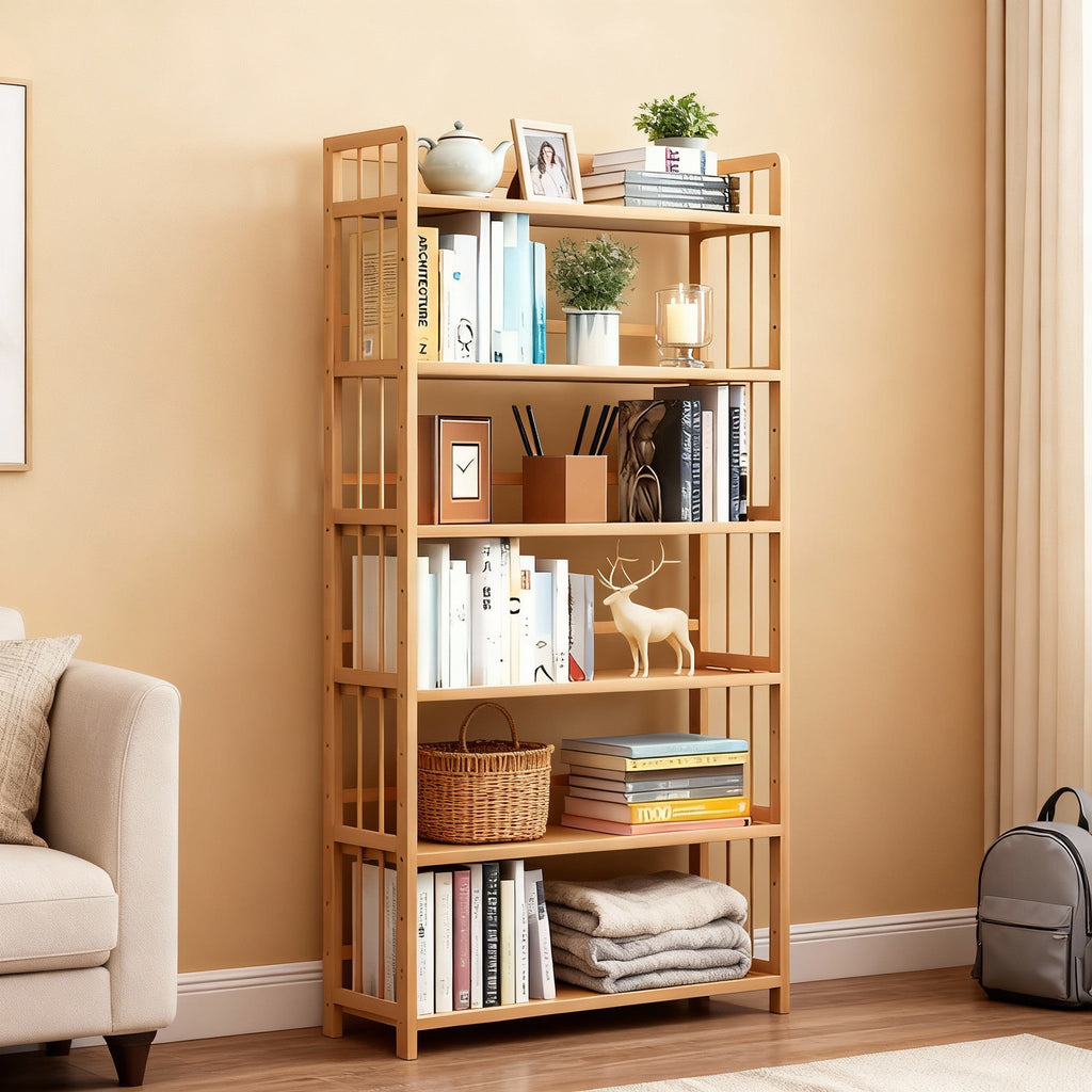 Bamboo Bookshelf with Adjustable Shelves
