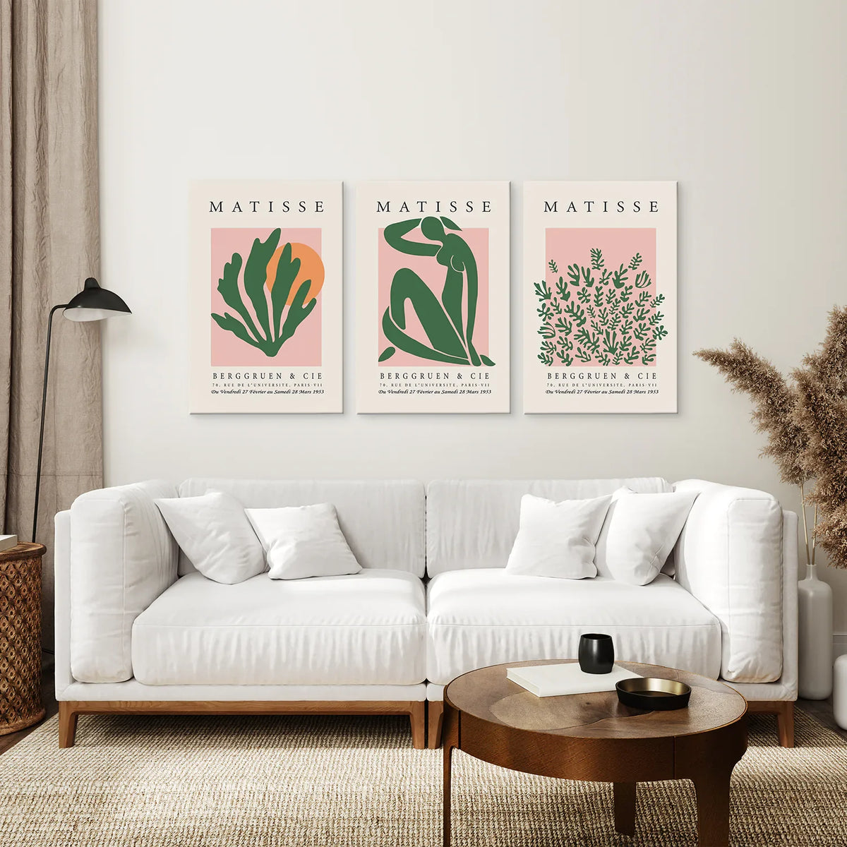 Pink & Green Matisse Abstract Wall Prints — Set of 3