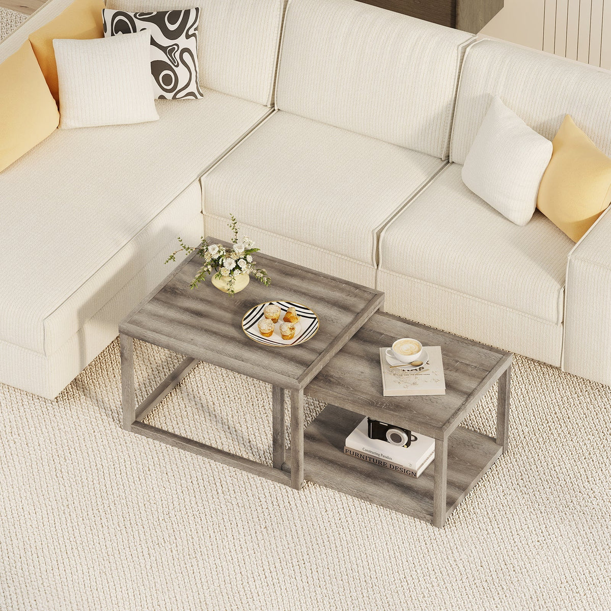 Nesting Coffee Table Set of 2 Rectangular
