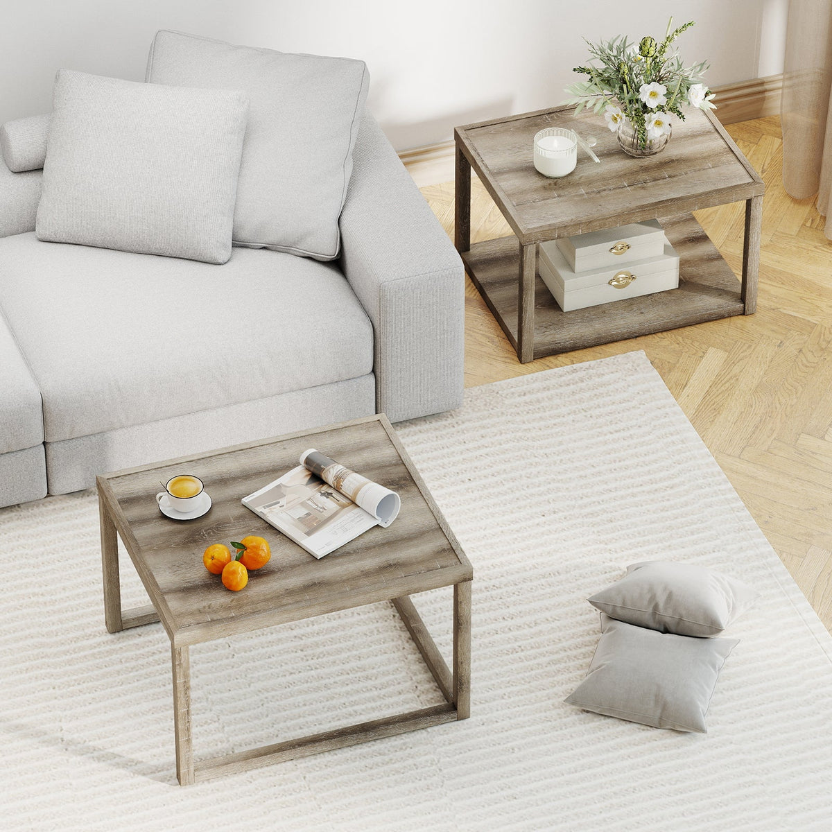 Nesting Coffee Table Set of 2 Rectangular