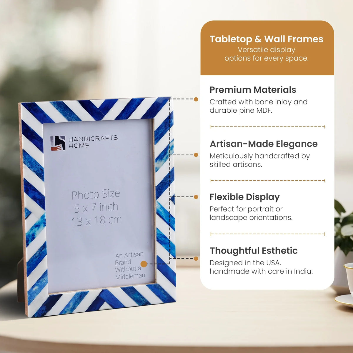 Blue White Chevron Picture Frame