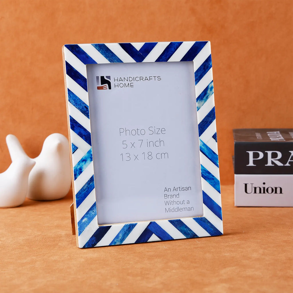 Blue White Chevron Picture Frame