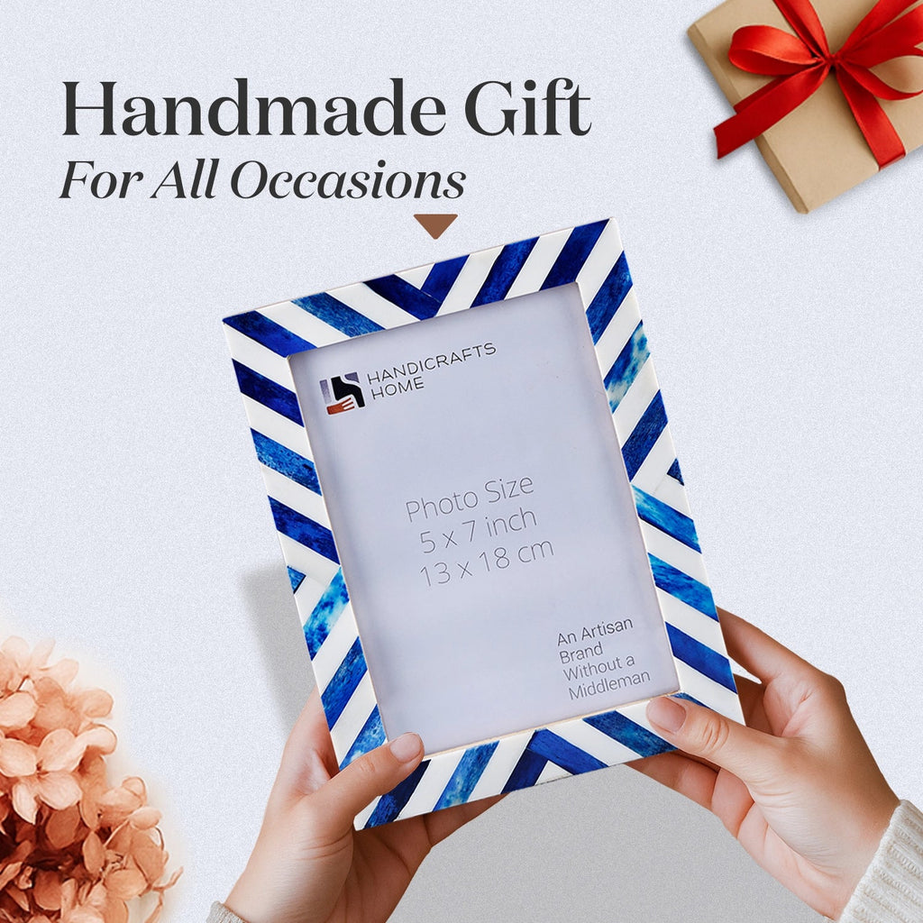 Blue White Chevron Picture Frame