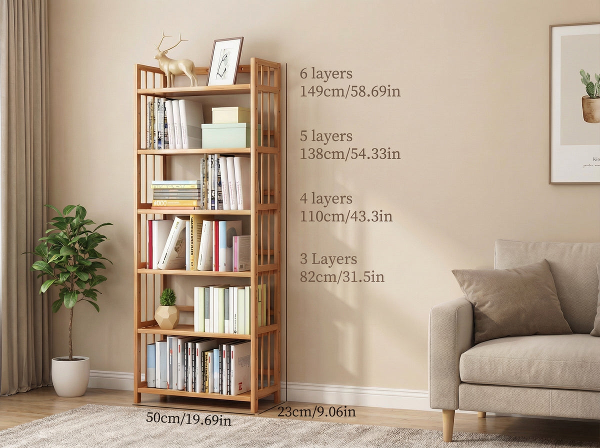 Bamboo Bookshelf with Adjustable Shelves