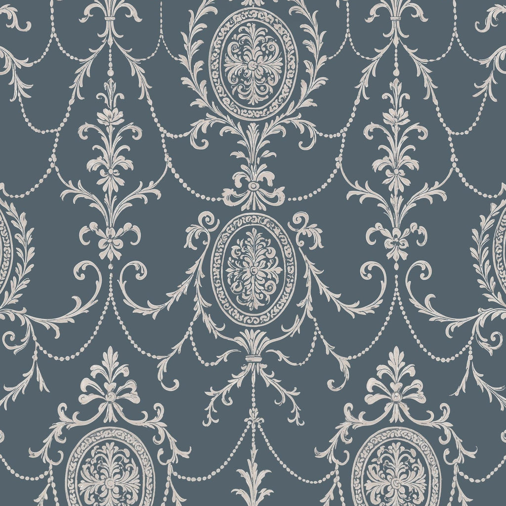 State Room Scroll (Blue) Removable Wallpaper