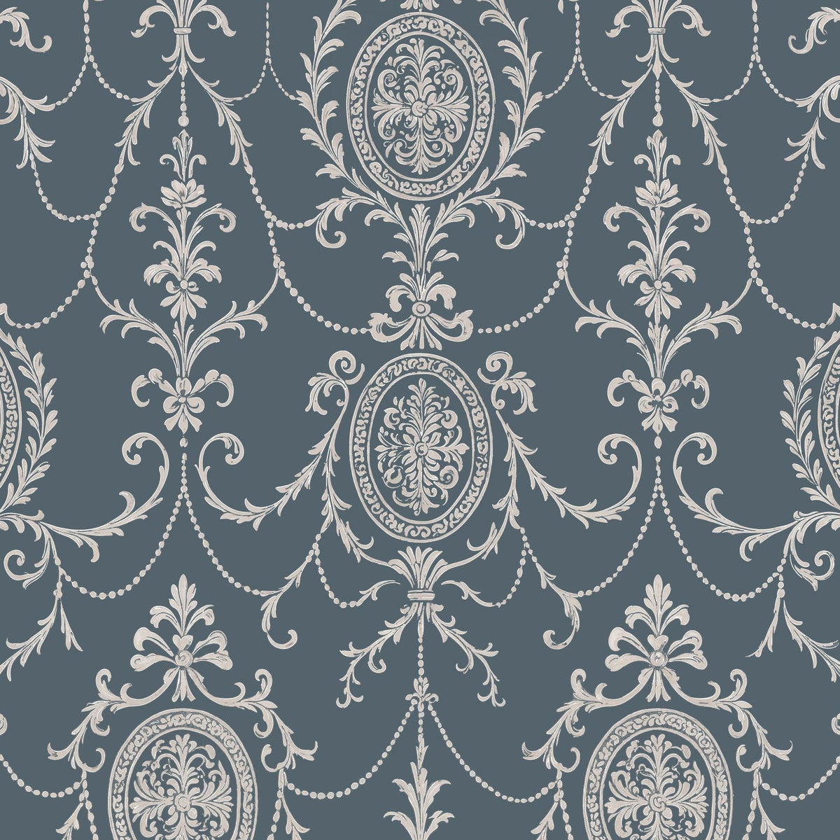 State Room Scroll (Blue) Removable Wallpaper