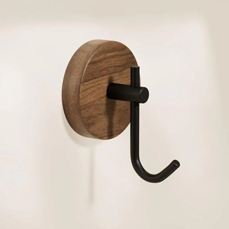 Adhesive Wooden Wall Hooks - Set of 4