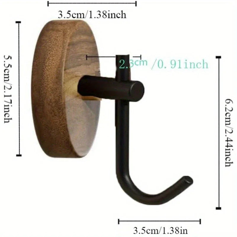 Adhesive Wooden Wall Hooks - Set of 4
