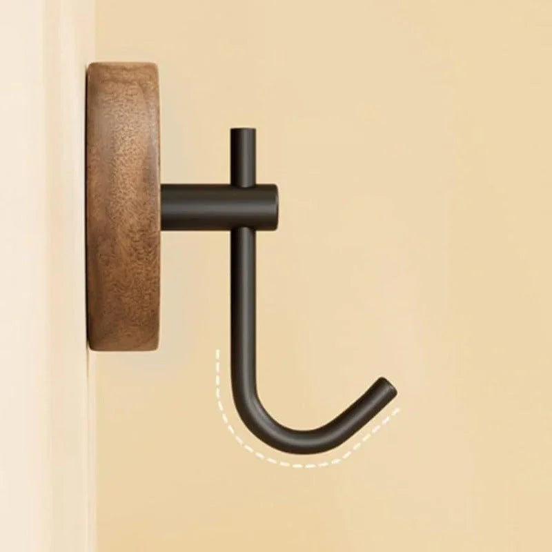 Adhesive Wooden Wall Hooks - Set of 4