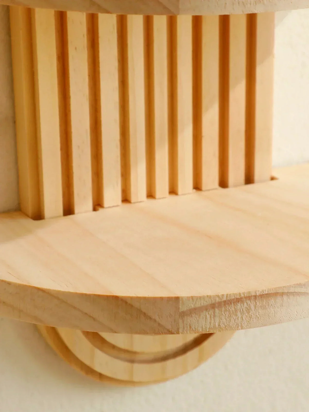 Geometric Wooden Wall Shelves — Natural Wood