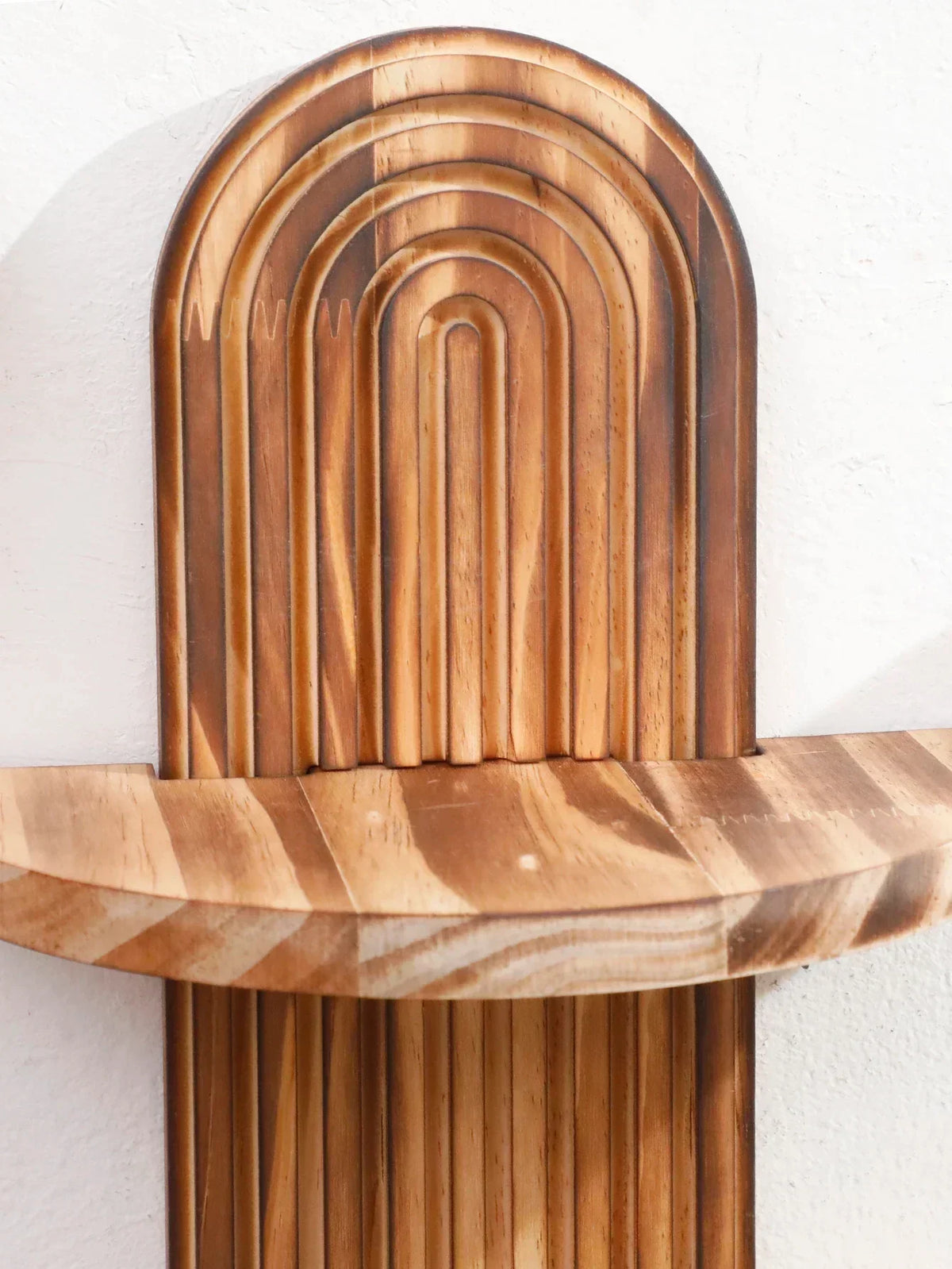 Geometric Wooden Wall Shelves — Natural Wood