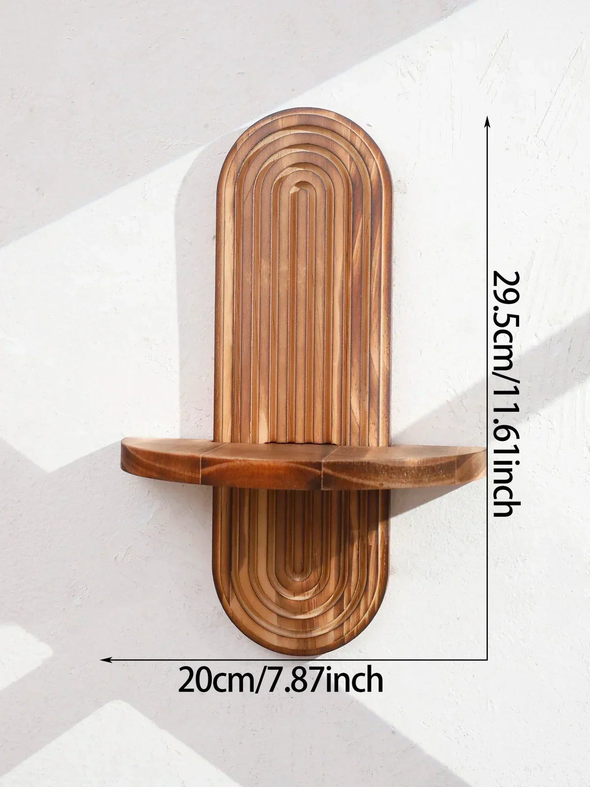 Geometric Wooden Wall Shelves — Natural Wood