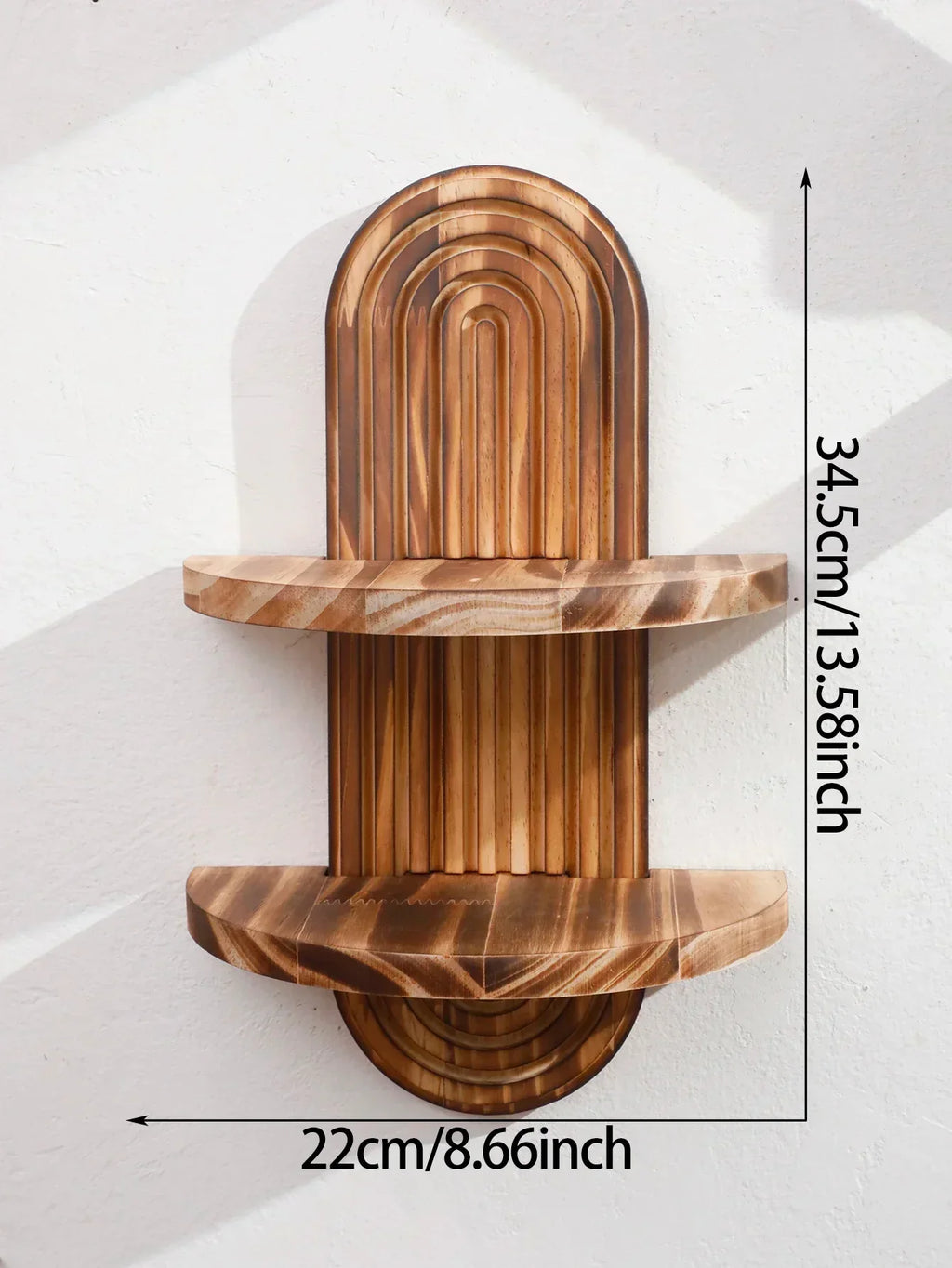 Geometric Wooden Wall Shelves — Natural Wood