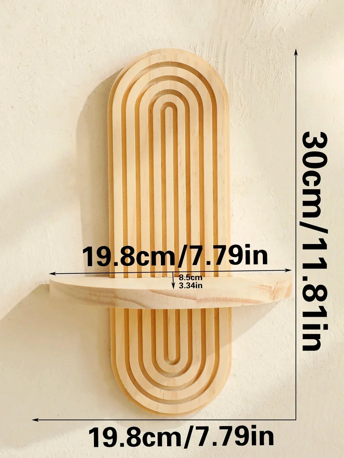Geometric Wooden Wall Shelves — Natural Wood