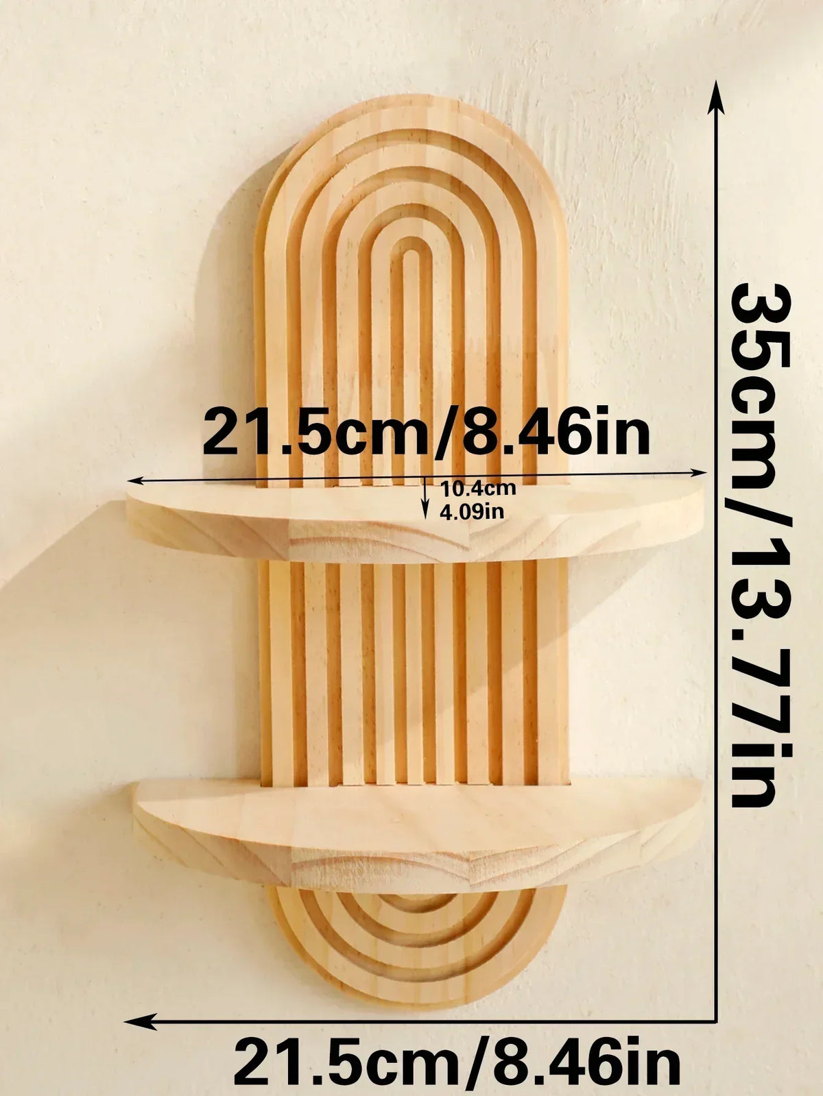Geometric Wooden Wall Shelves — Natural Wood
