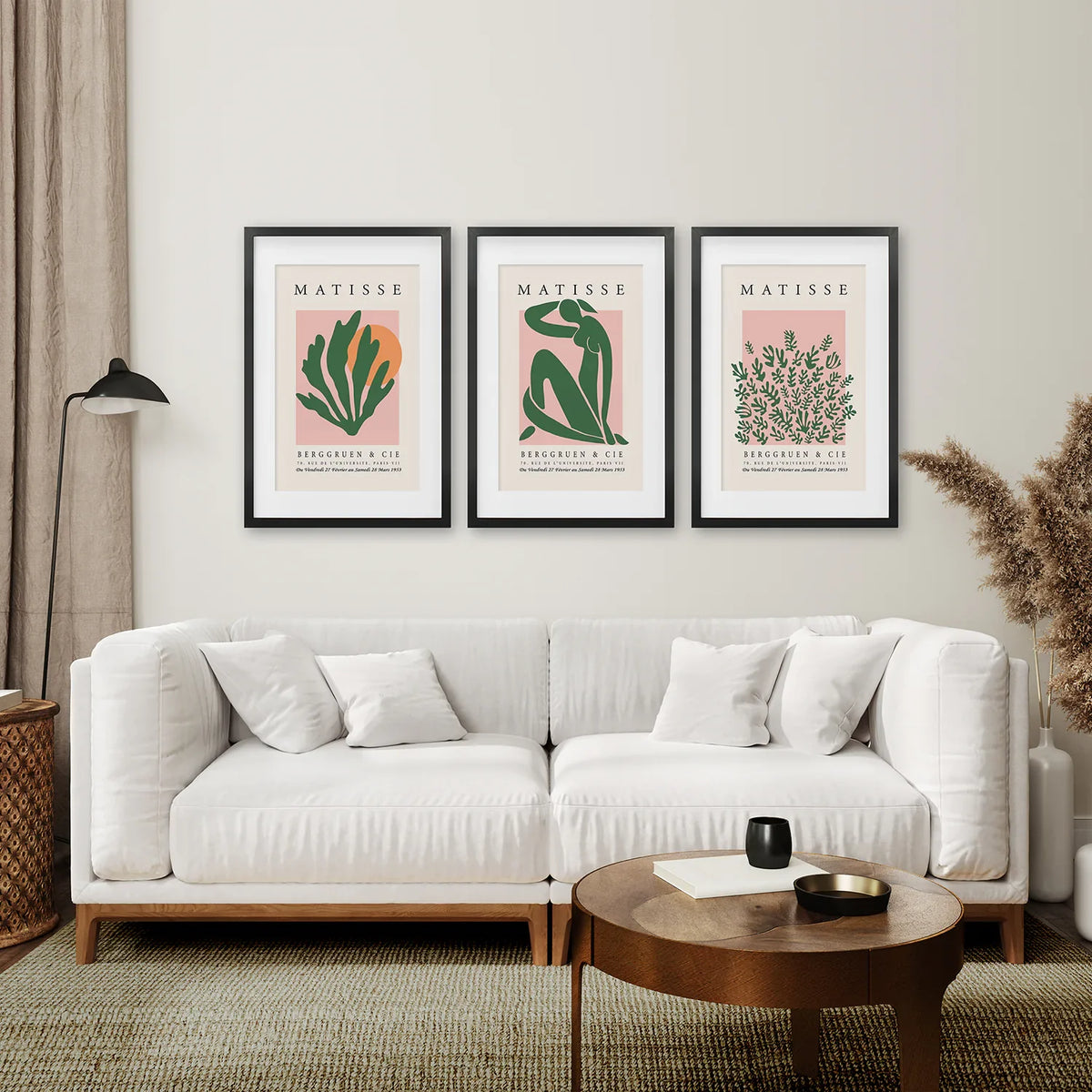 Pink & Green Matisse Abstract Wall Prints — Set of 3