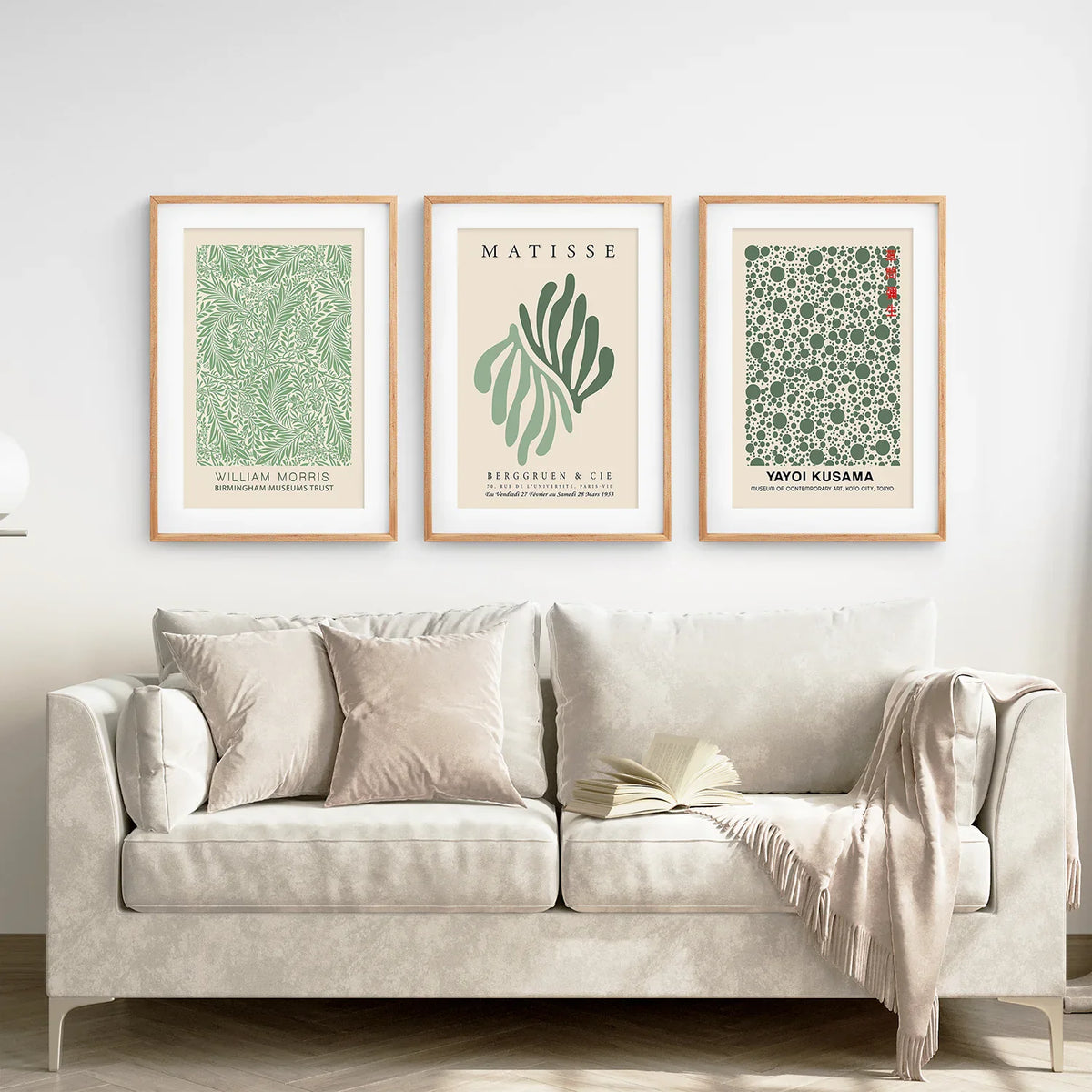 Sage Green Matisse Wall Prints — Set of 3