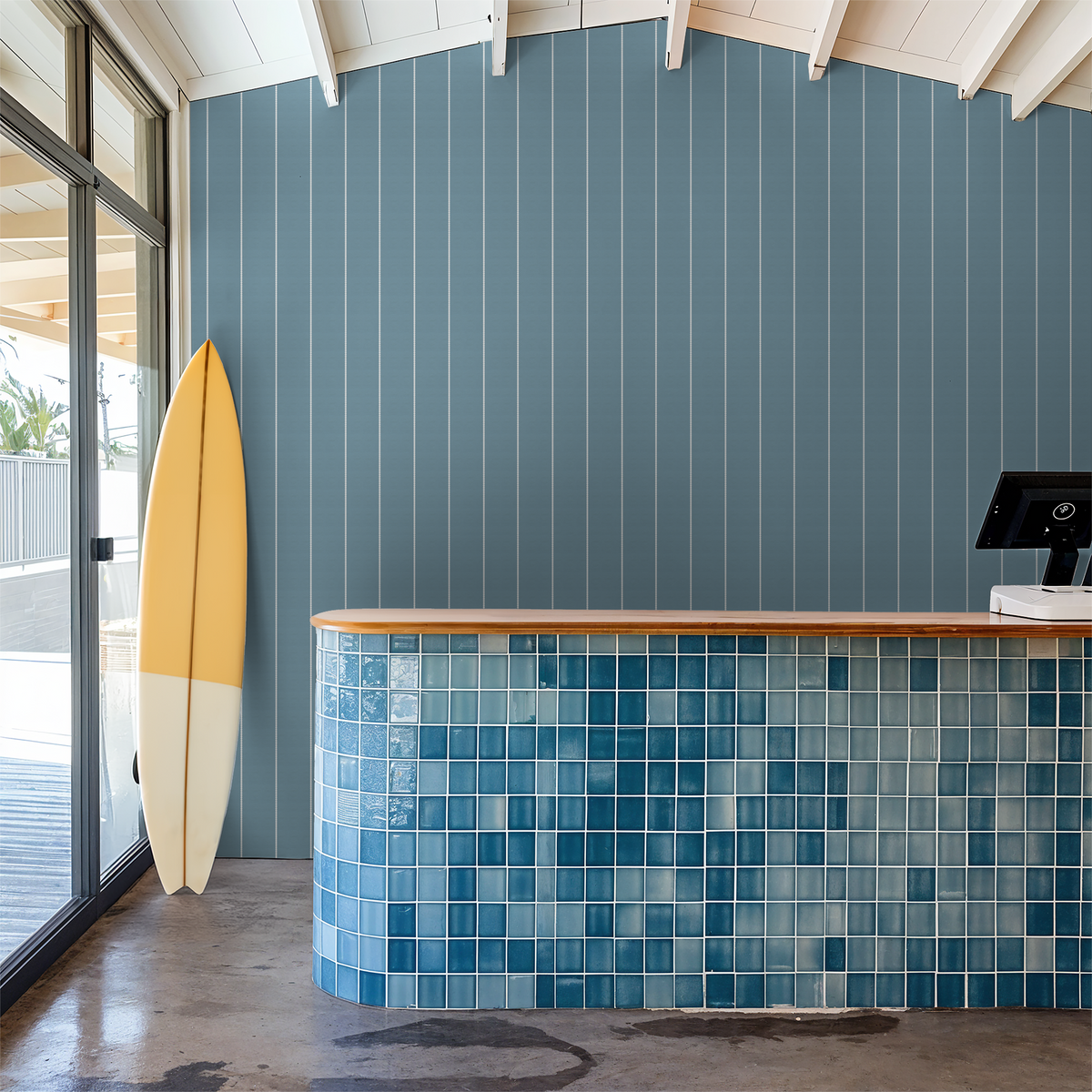 Pinstripe Dot (Blue) Removable Wallpaper