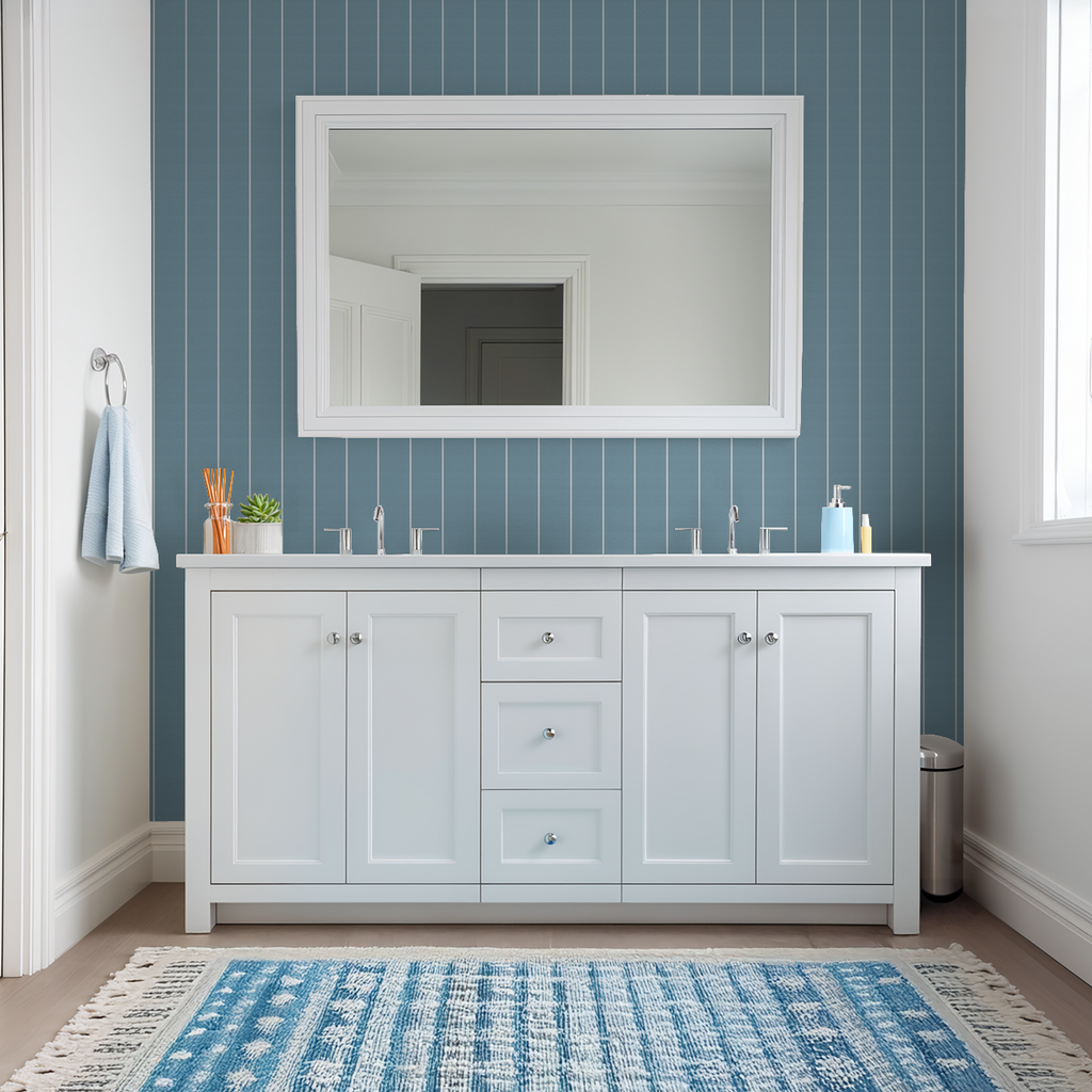 Pinstripe Dot (Blue) Removable Wallpaper