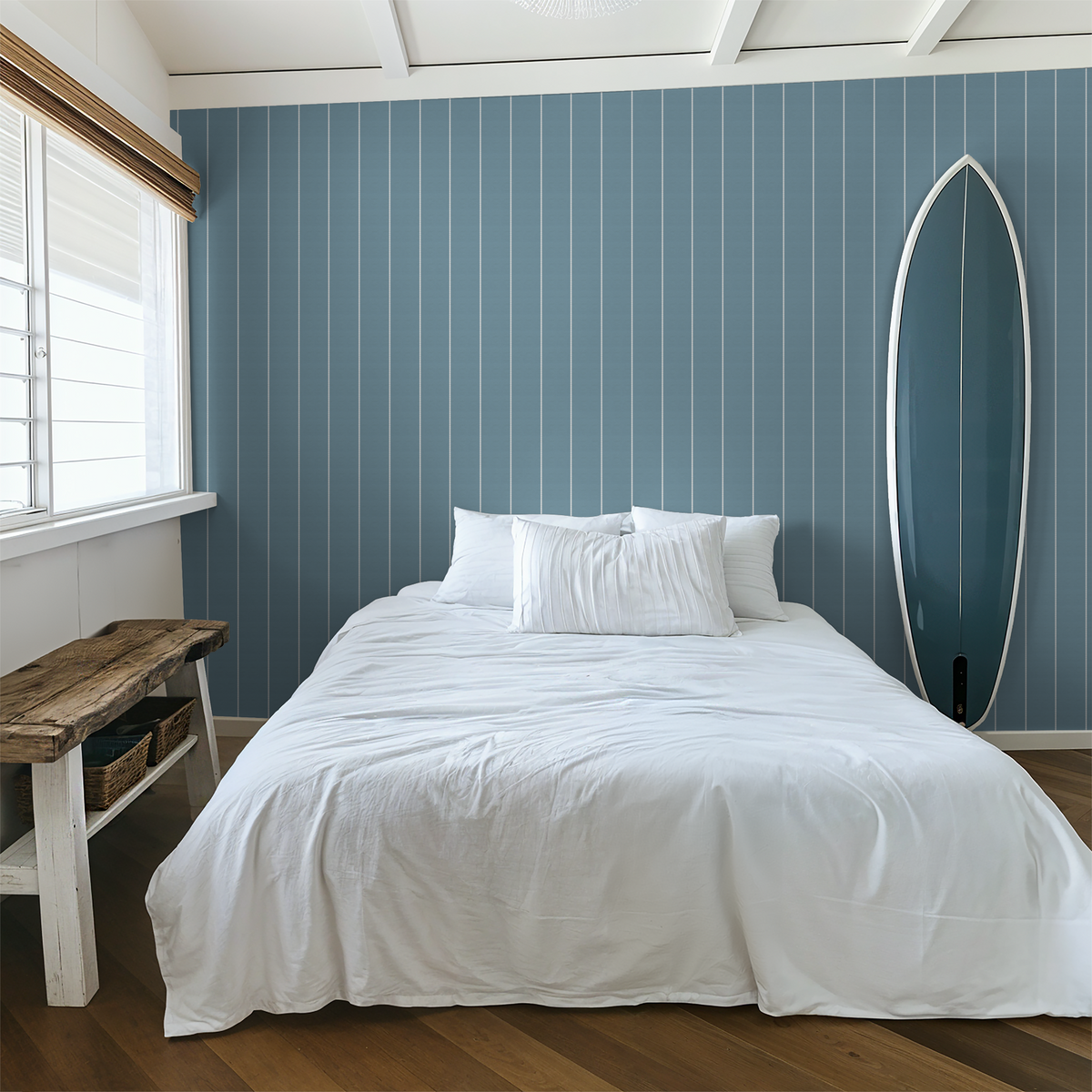 Pinstripe Dot (Blue) Removable Wallpaper